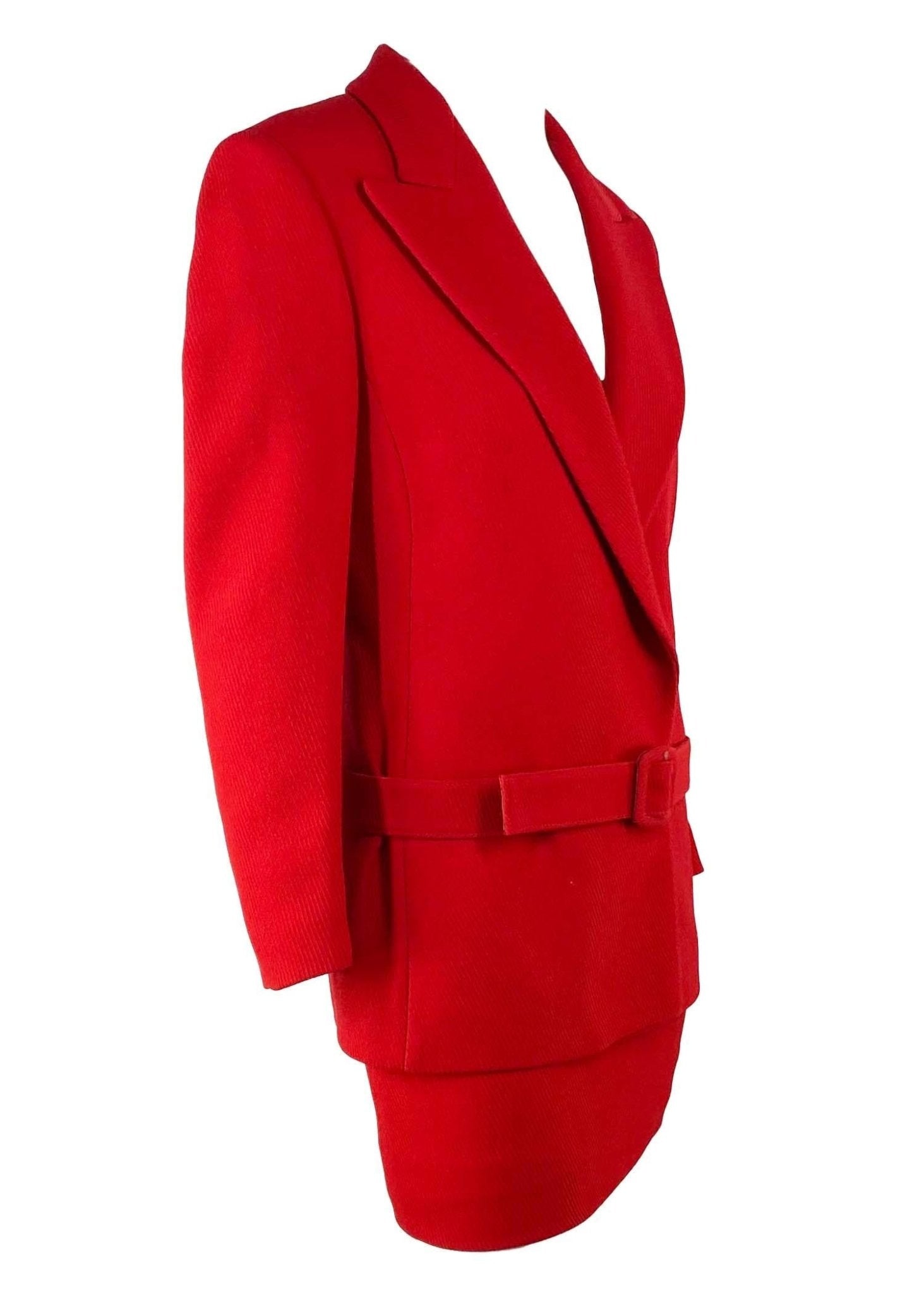 NWT F/W 1997 Gianni Versace Final Runway Red Wool Belted Skirt Suit New - RealList