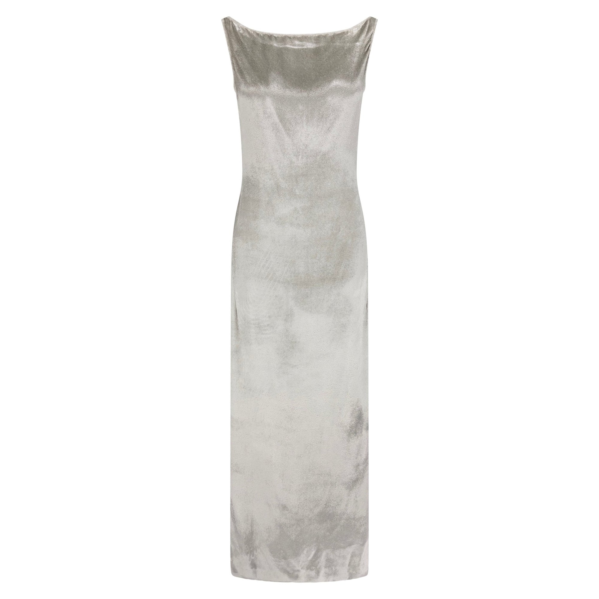 NWT F/W 1998 Donna Karan Runway Silver Velvet Bodycon Sleeveless Gown - RealList