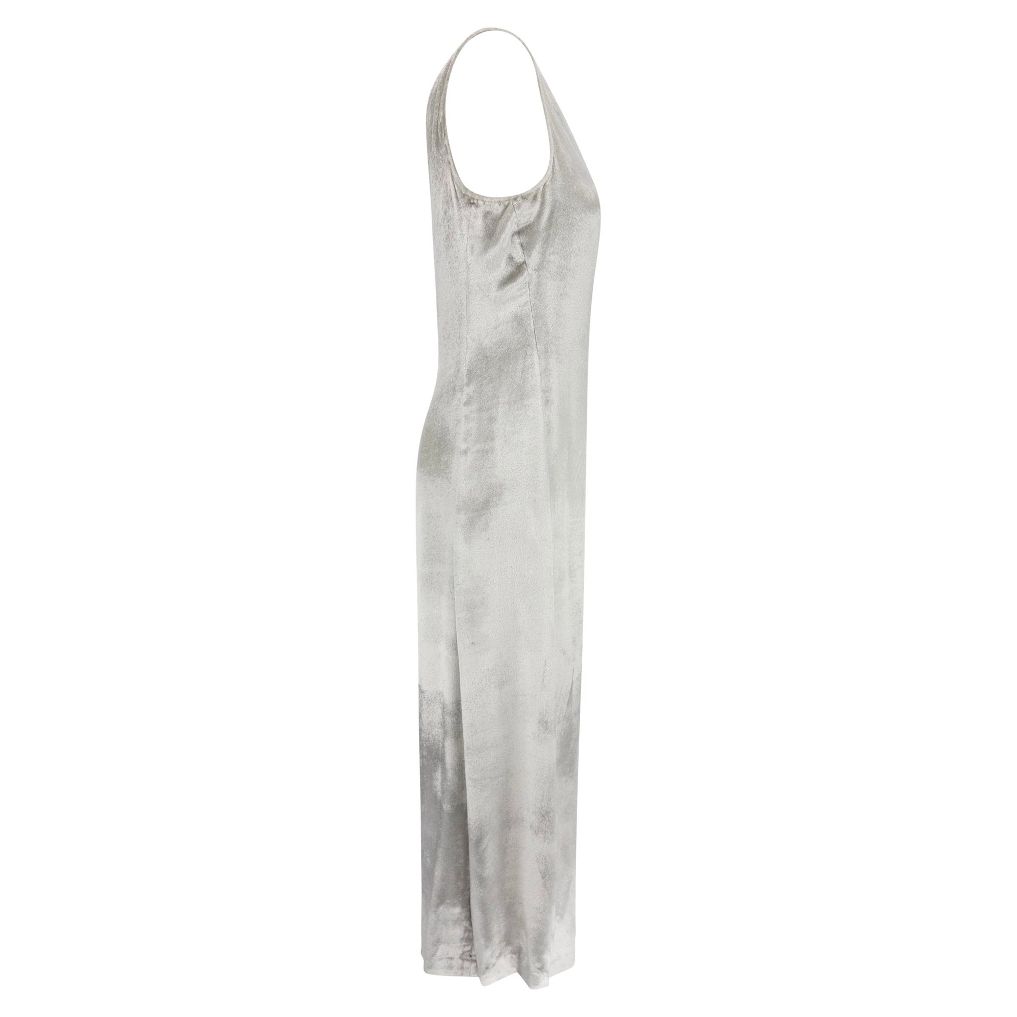 NWT F/W 1998 Donna Karan Runway Silver Velvet Bodycon Sleeveless Gown - RealList