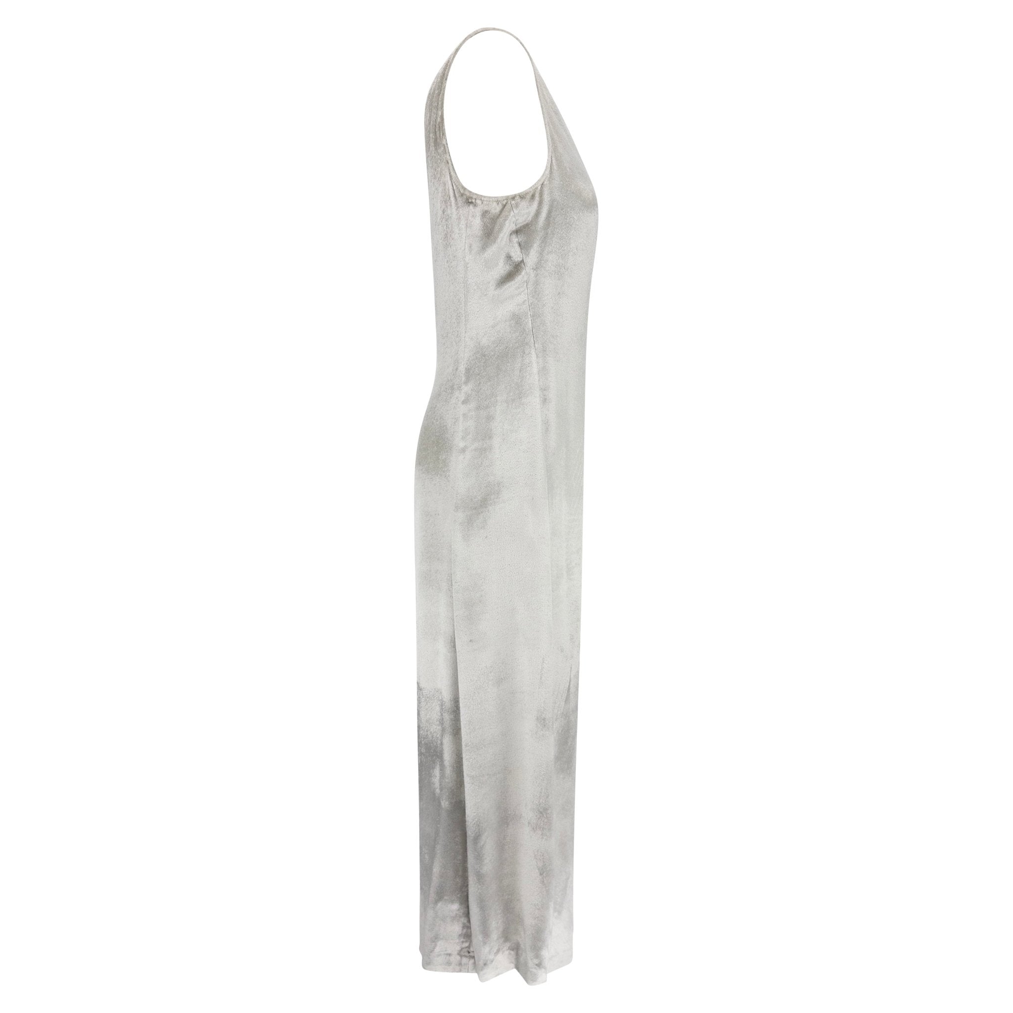 NWT F/W 1998 Donna Karan Runway Silver Velvet Bodycon Sleeveless Gown - RealList