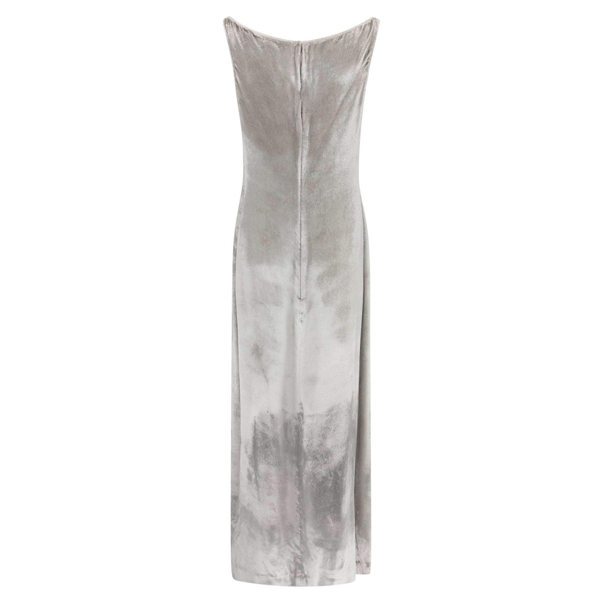 NWT F/W 1998 Donna Karan Runway Silver Velvet Bodycon Sleeveless Gown - RealList