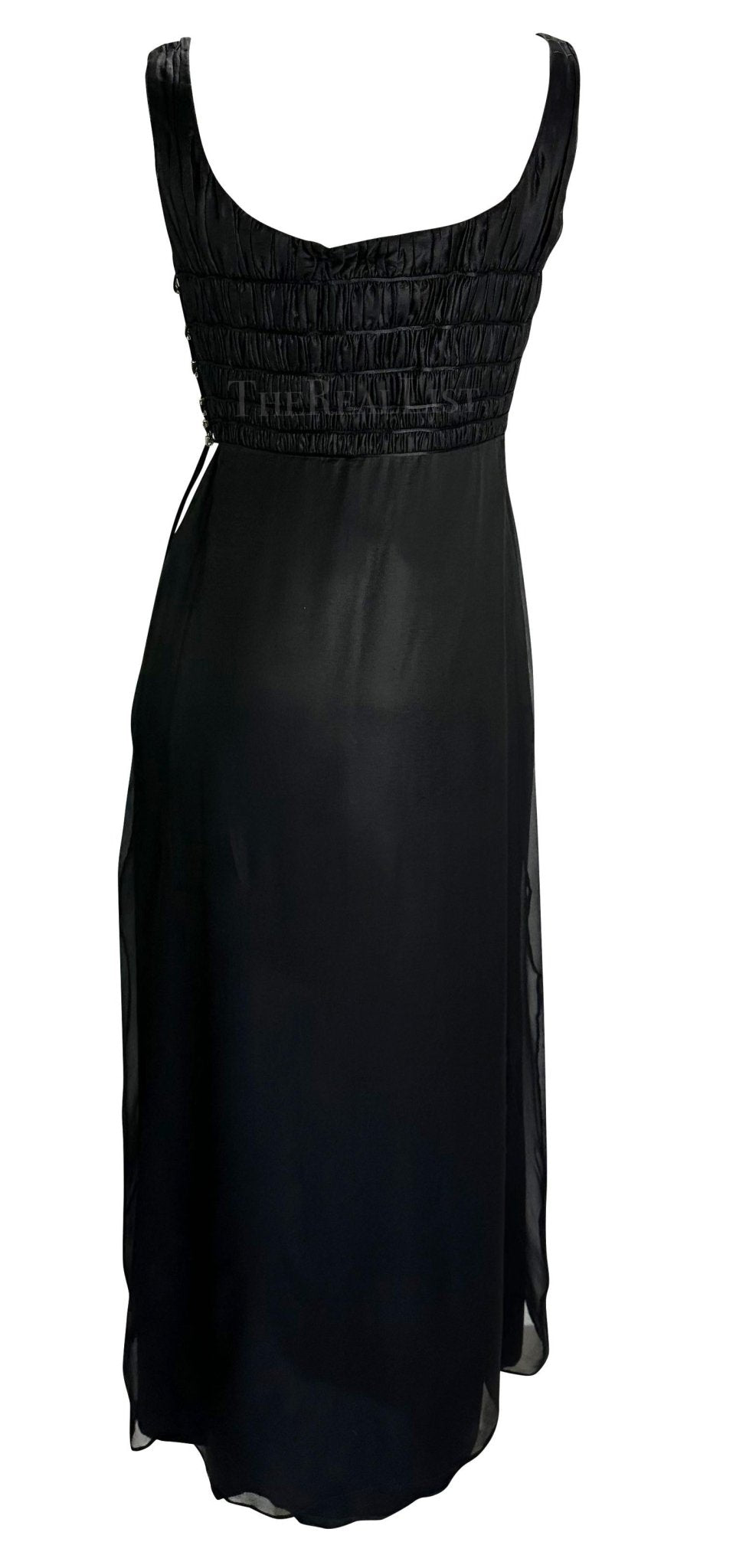 NWT F/W 1998 Gianni Versace by Donatella Black Rhinestone Side Slit Medusa Gown - RealList