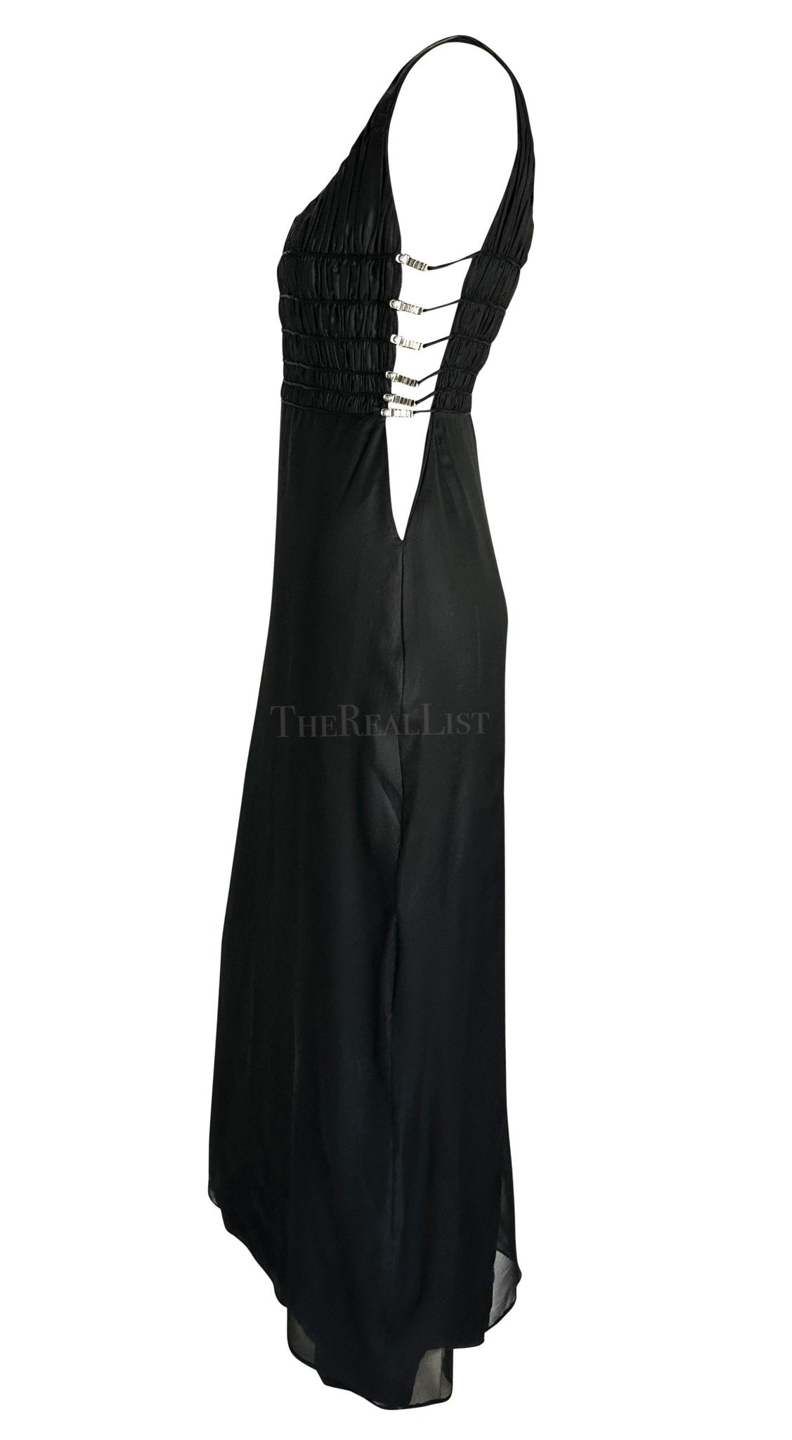 NWT F/W 1998 Gianni Versace by Donatella Black Rhinestone Side Slit Medusa Gown - RealList