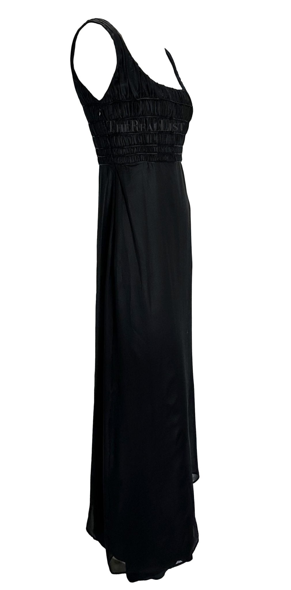 NWT F/W 1998 Gianni Versace by Donatella Black Rhinestone Side Slit Medusa Gown - RealList