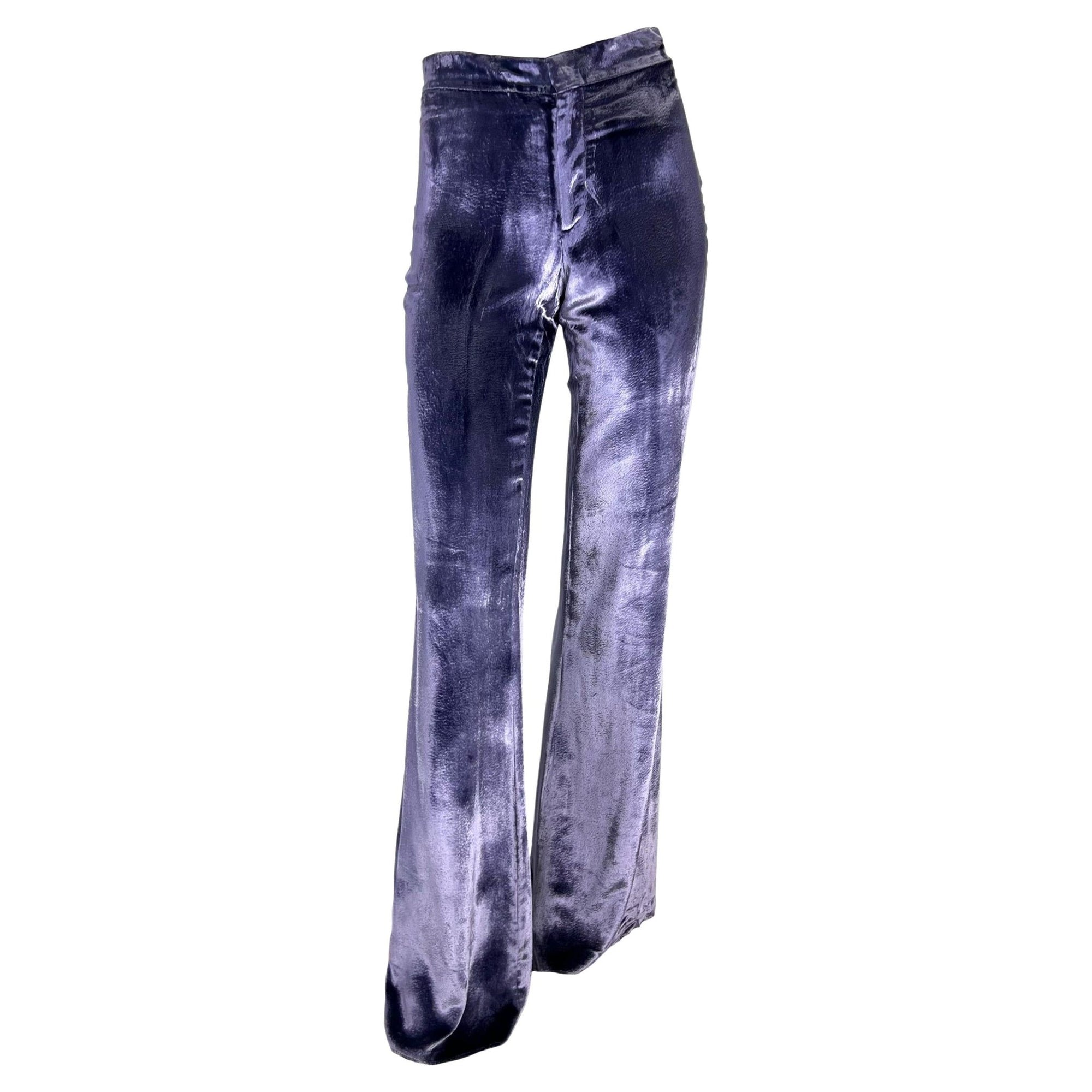 NWT F/W 1999 Gucci by Tom Ford Runway Lavender Velvet Flare Pants - RealList