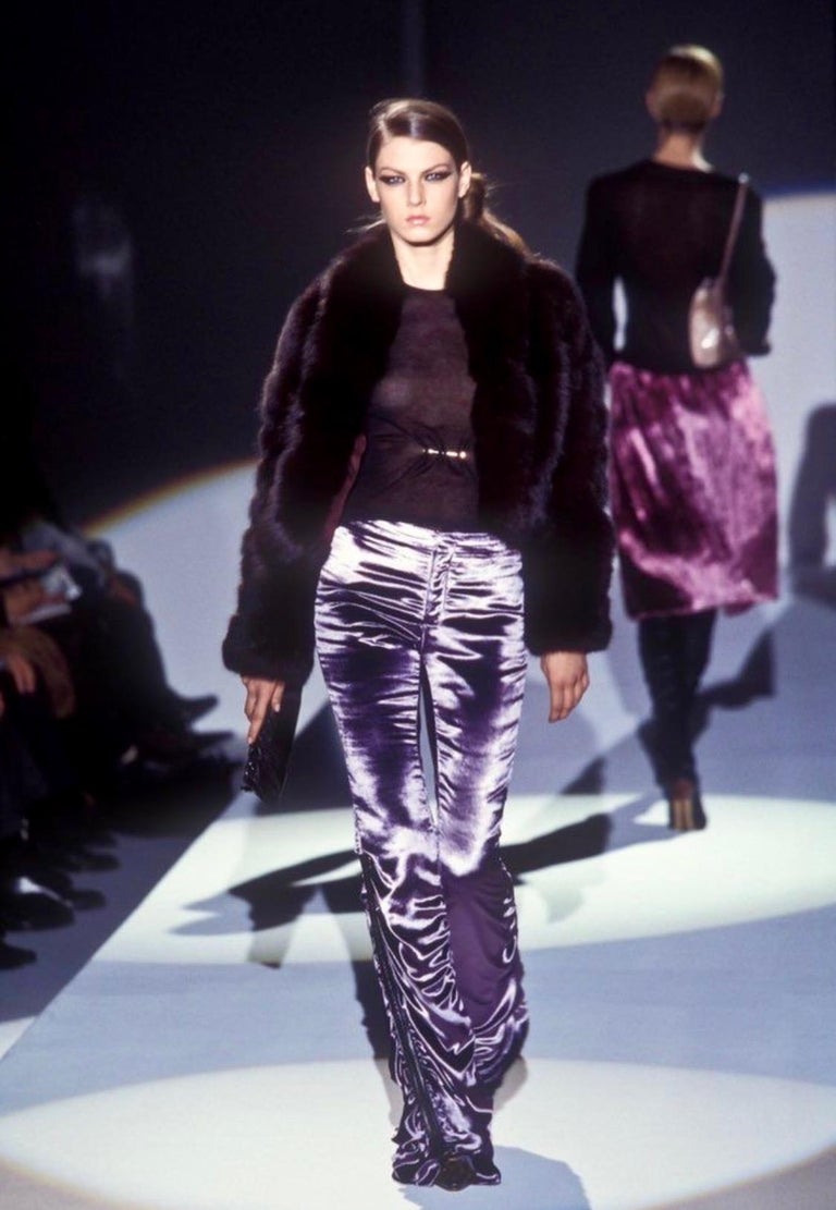 NWT F/W 1999 Gucci by Tom Ford Runway Lavender Velvet Flare Pants - RealList