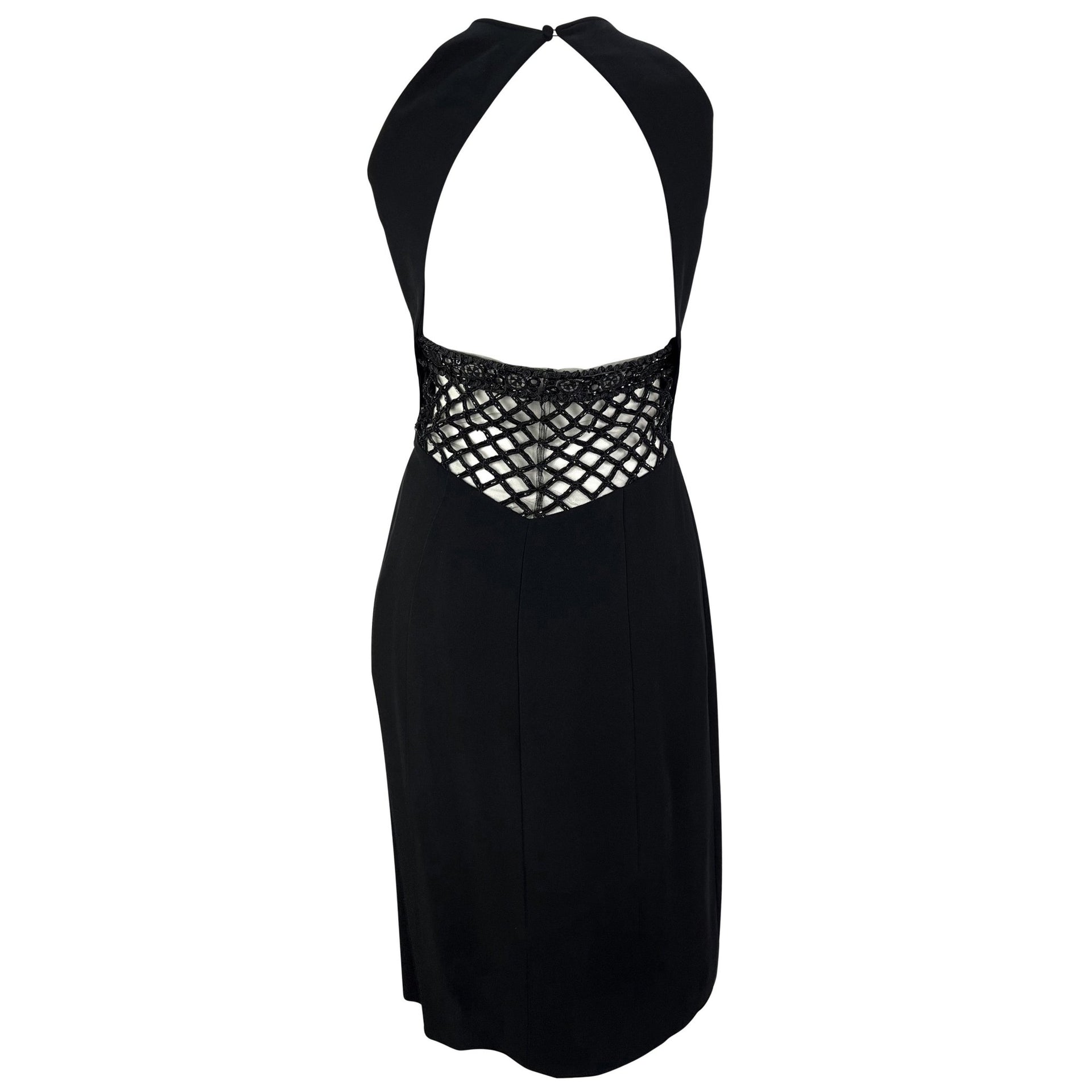 NWT F/W 2001 Valentino Garavani Ad Black Beaded Backless Mini Dress - RealList