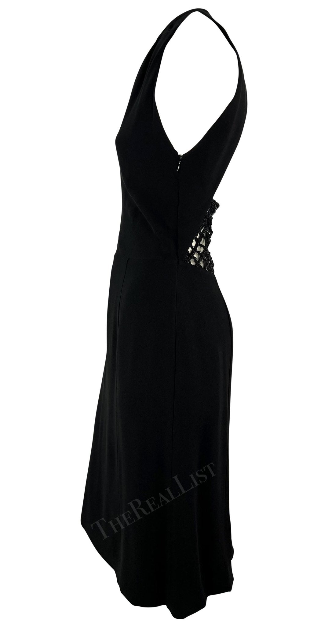 NWT F/W 2001 Valentino Garavani Ad Black Beaded Backless Mini Dress - RealList