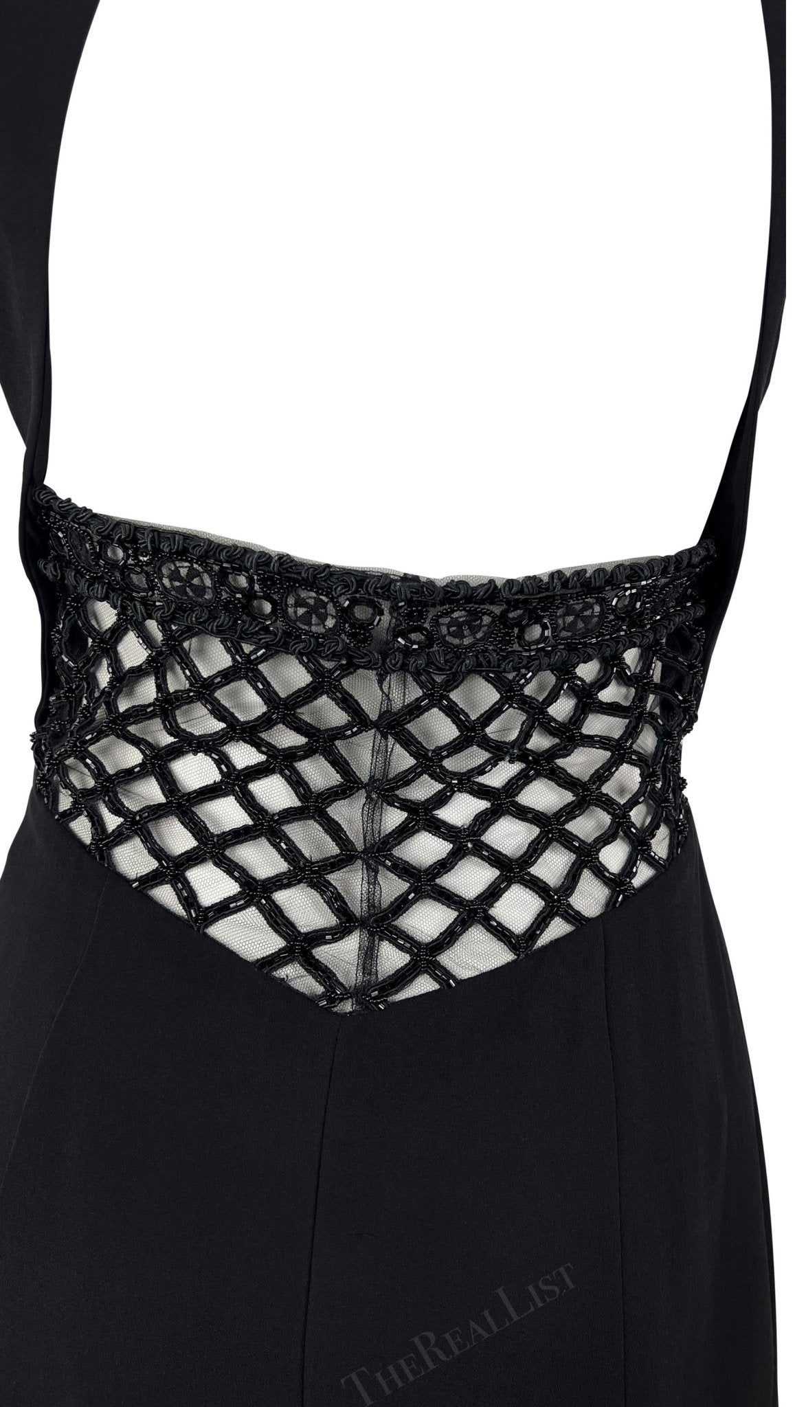 NWT F/W 2001 Valentino Garavani Ad Black Beaded Backless Mini Dress - RealList