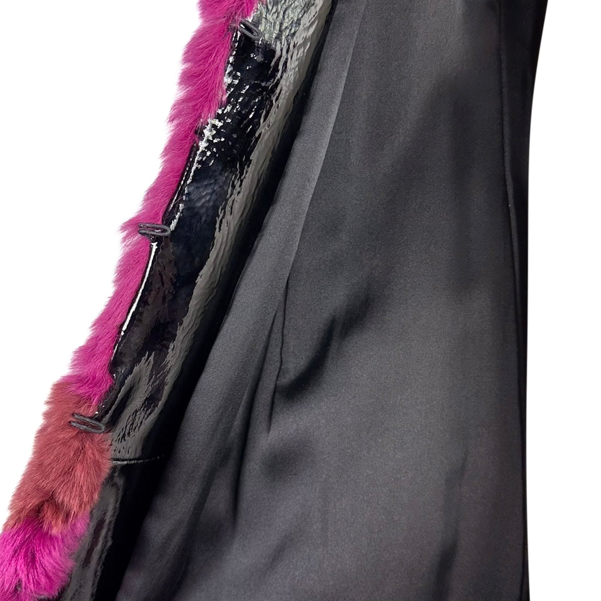 NWT F/W 2002 Thierry Mugler Couture Black Purple Oversized Fur Coat - RealList