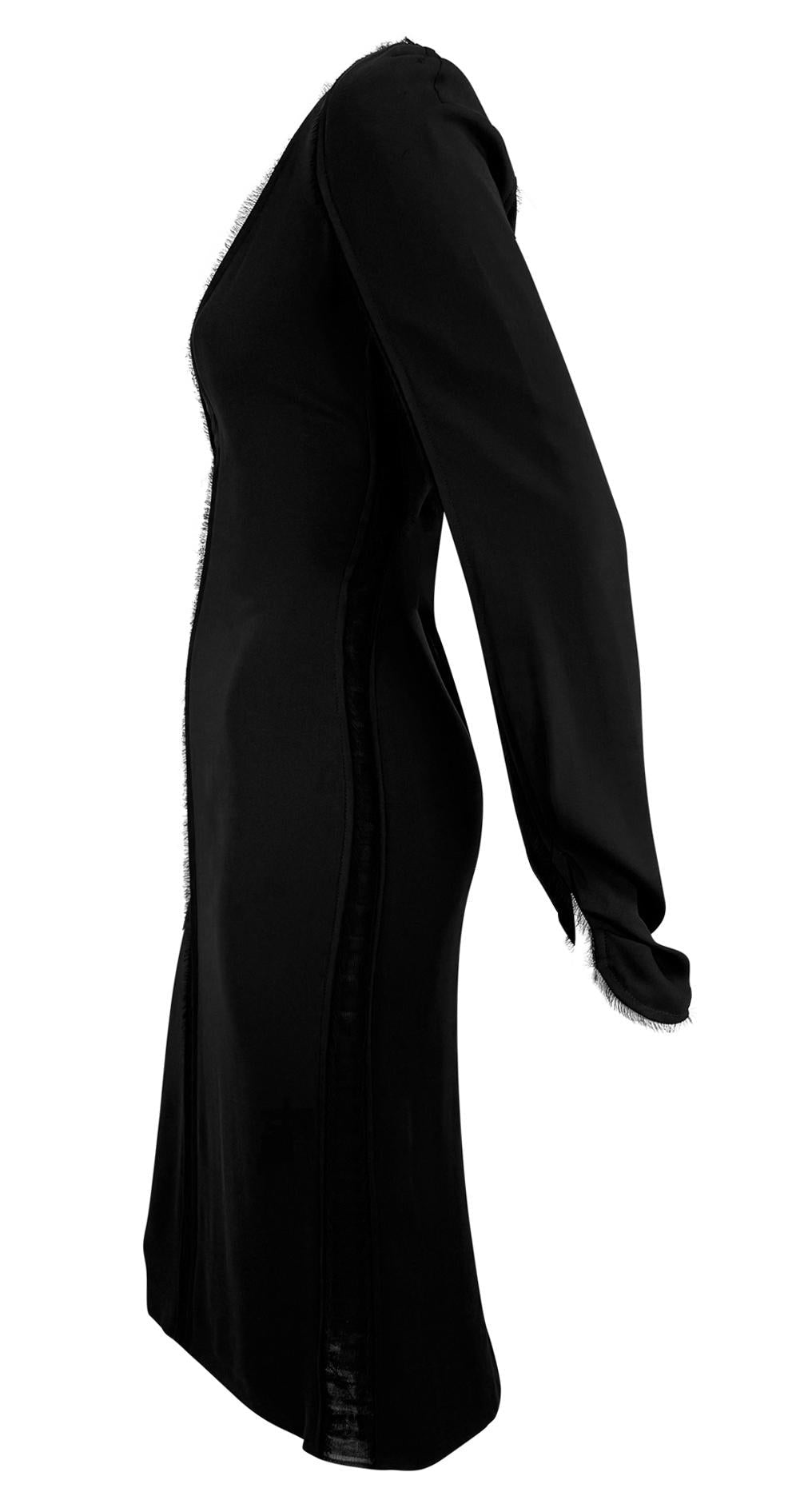 NWT F/W 2002 Yves Saint Laurent by Tom Ford Sheer Black Chiffon Poets Dress - RealList