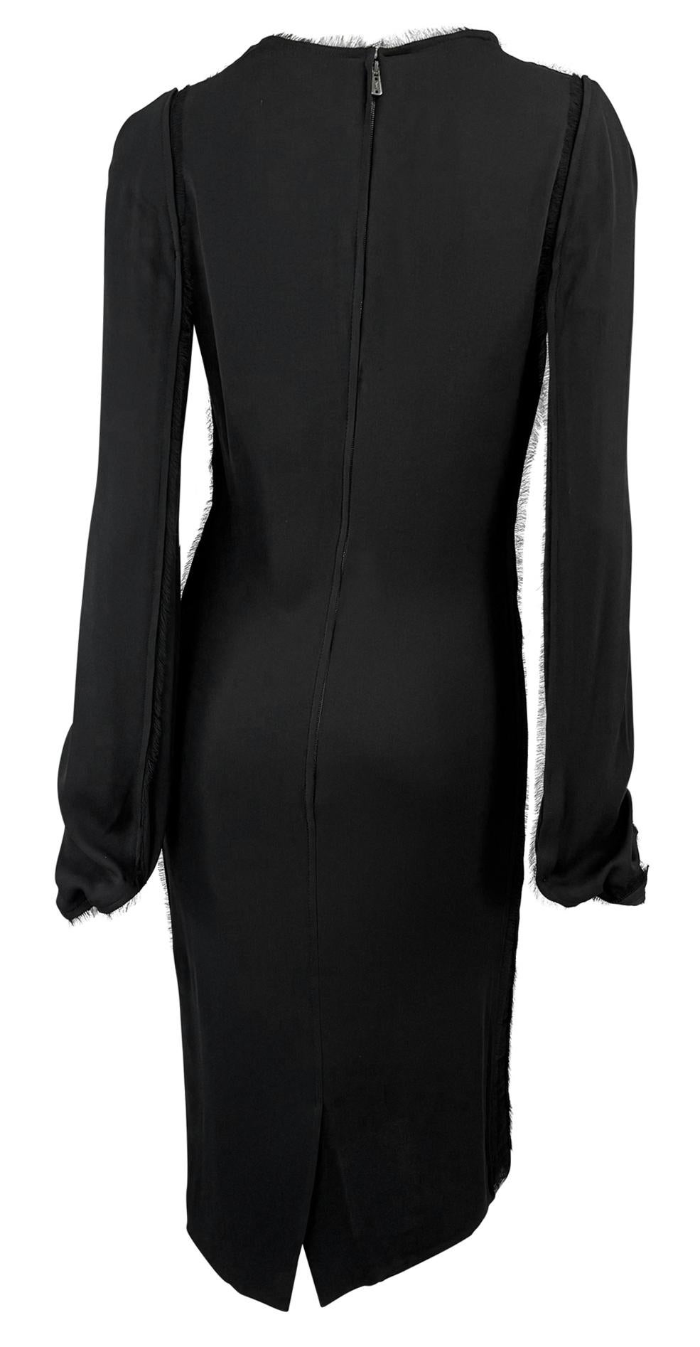 NWT F/W 2002 Yves Saint Laurent by Tom Ford Sheer Black Chiffon Poets Dress - RealList