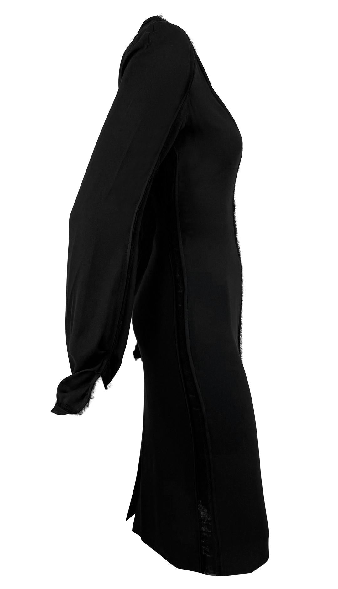 NWT F/W 2002 Yves Saint Laurent by Tom Ford Sheer Black Chiffon Poets Dress - RealList