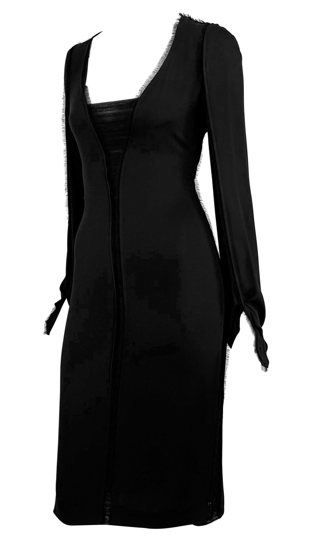 NWT F/W 2002 Yves Saint Laurent by Tom Ford Sheer Black Chiffon Poets Dress - RealList