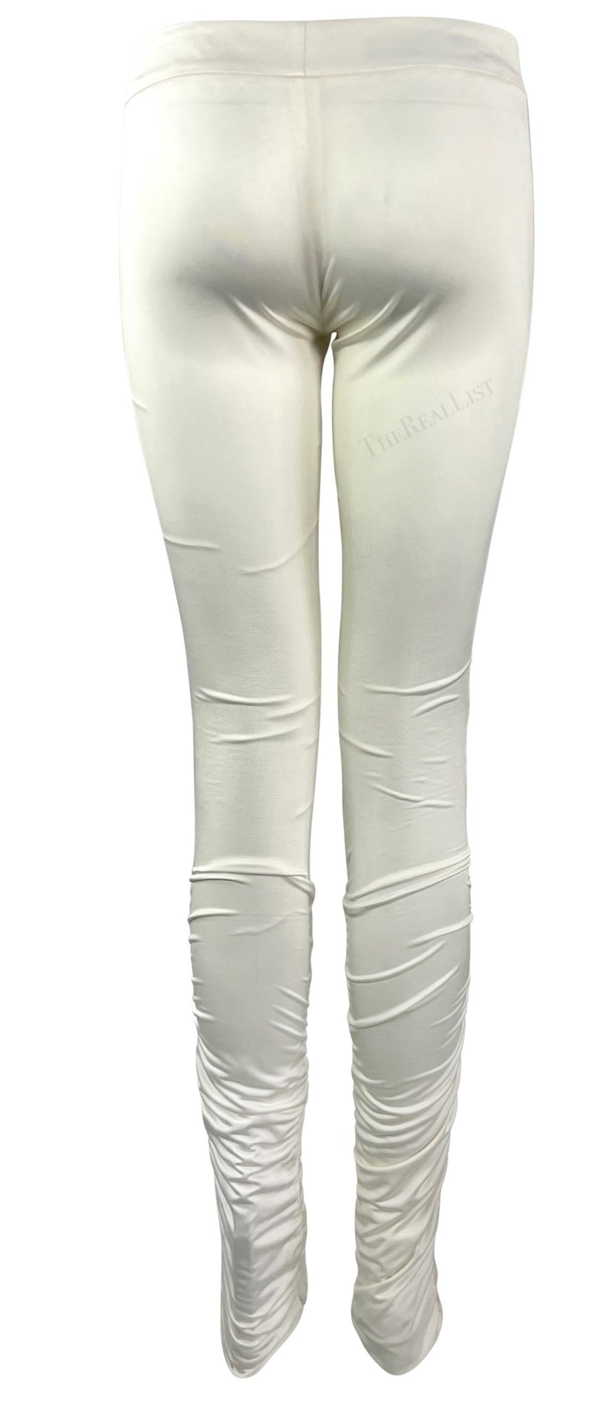 NWT F/W 2004 Gucci by Tom Ford White Ruched Satin Ribbon Trimmed Pants - RealList