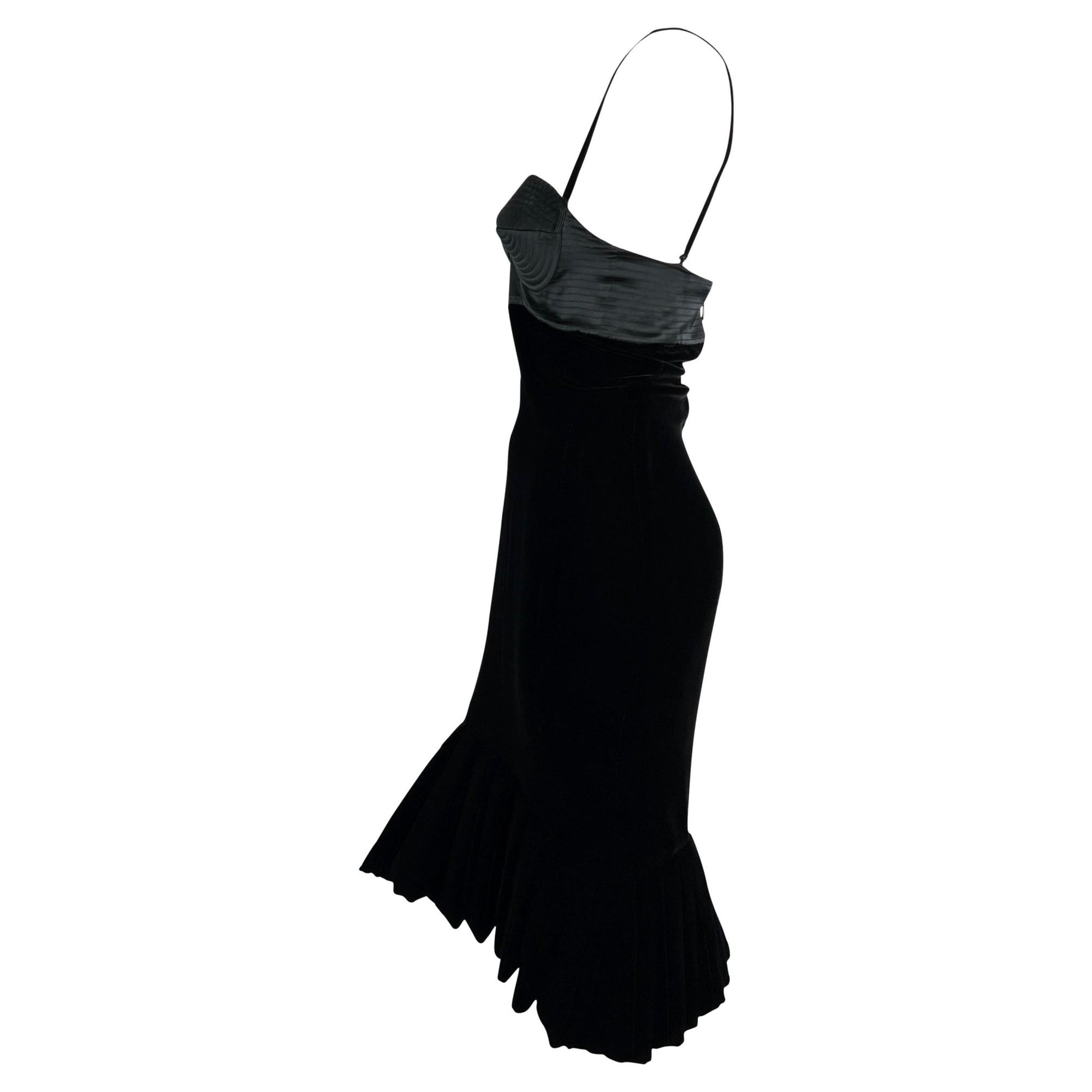 NWT F/W 2005 Roberto Cavalli Runway Sculptural Velvet Satin Bustier Flare Dress - RealList