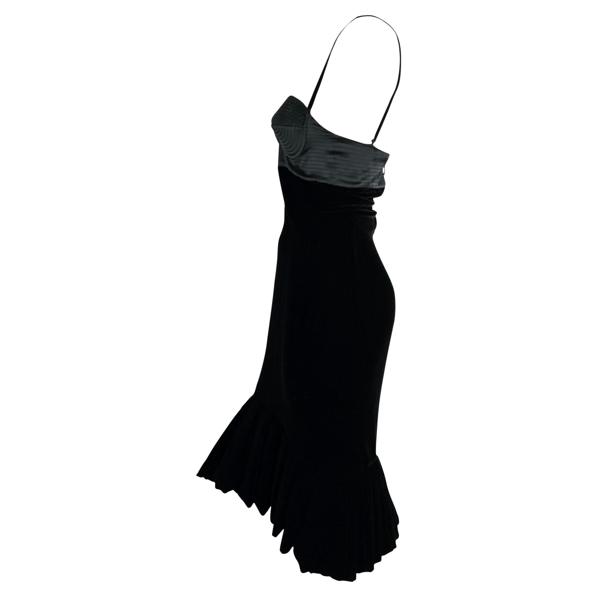 NWT F/W 2005 Roberto Cavalli Runway Sculptural Velvet Satin Bustier Flare Dress - RealList