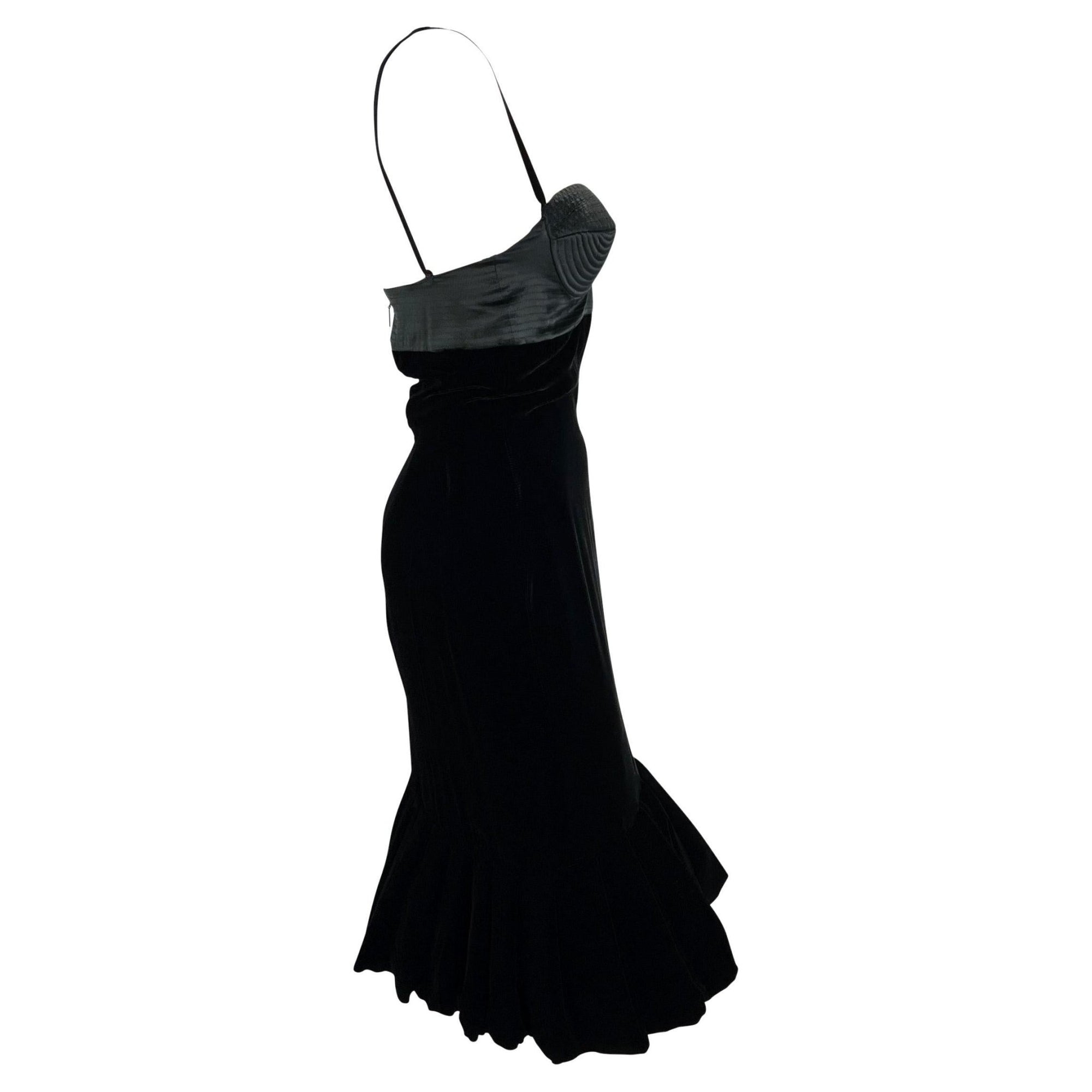 NWT F/W 2005 Roberto Cavalli Runway Sculptural Velvet Satin Bustier Flare Dress - RealList