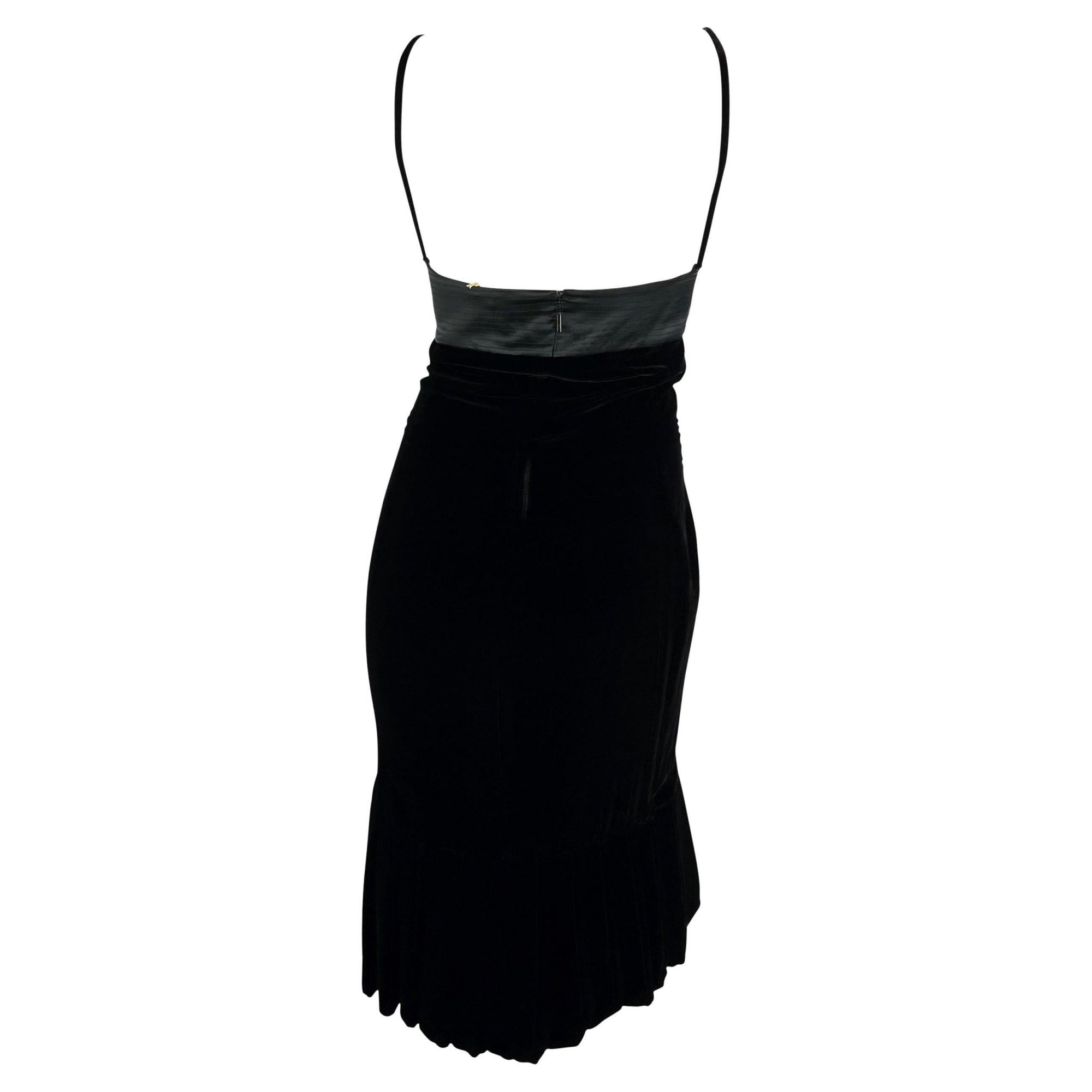 NWT F/W 2005 Roberto Cavalli Runway Sculptural Velvet Satin Bustier Flare Dress - RealList