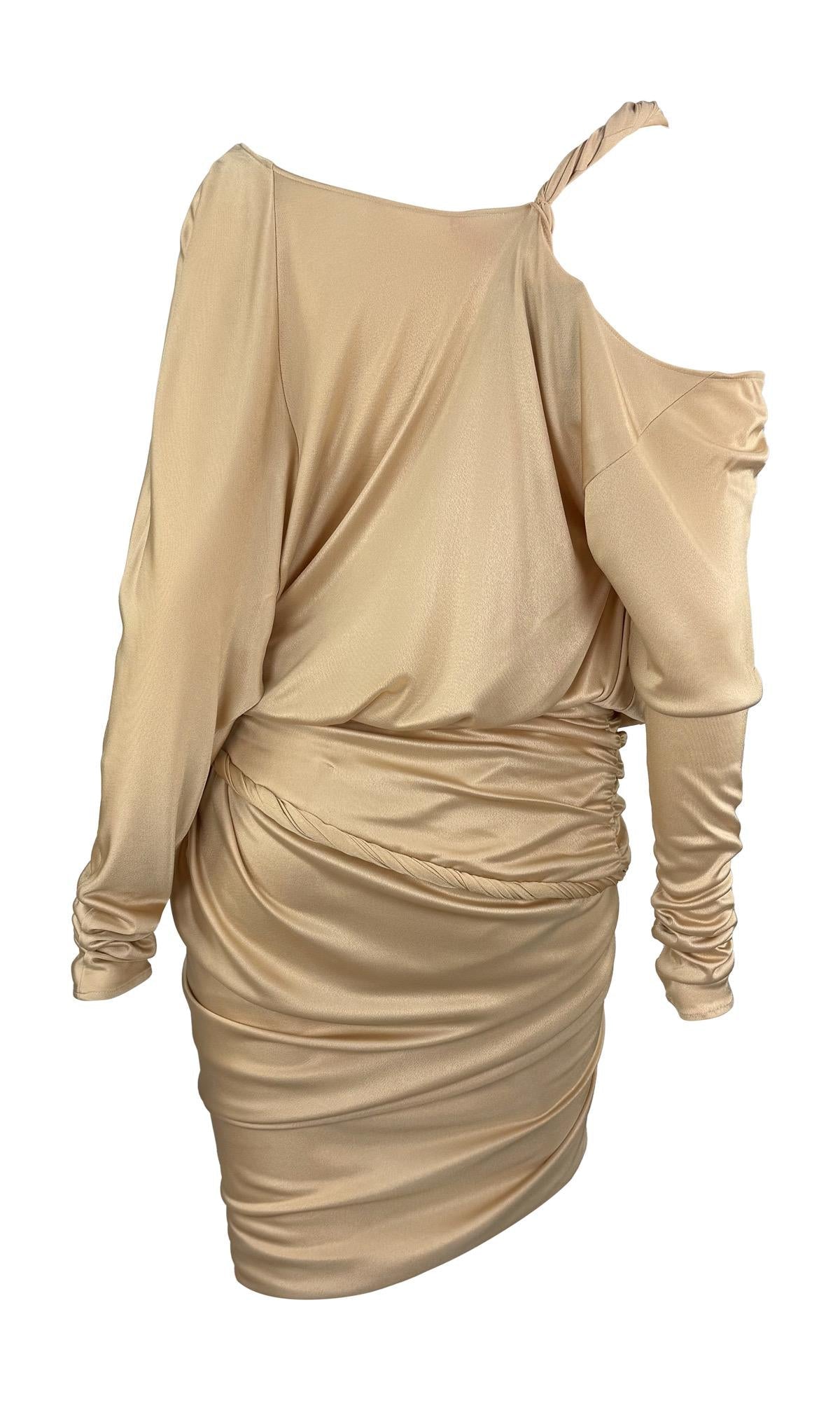 NWT F/W 2008 Emanuel Ungaro Runway Draped Beige Viscose Wrap Style Mini Dress - RealList