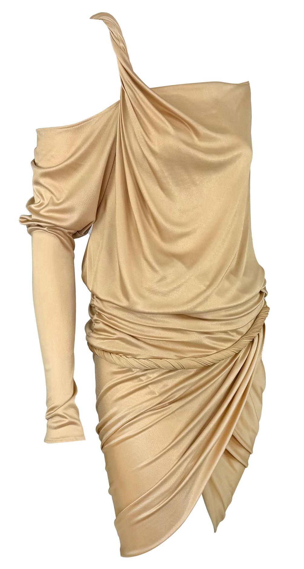 NWT F/W 2008 Emanuel Ungaro Runway Draped Beige Viscose Wrap Style Mini Dress - RealList