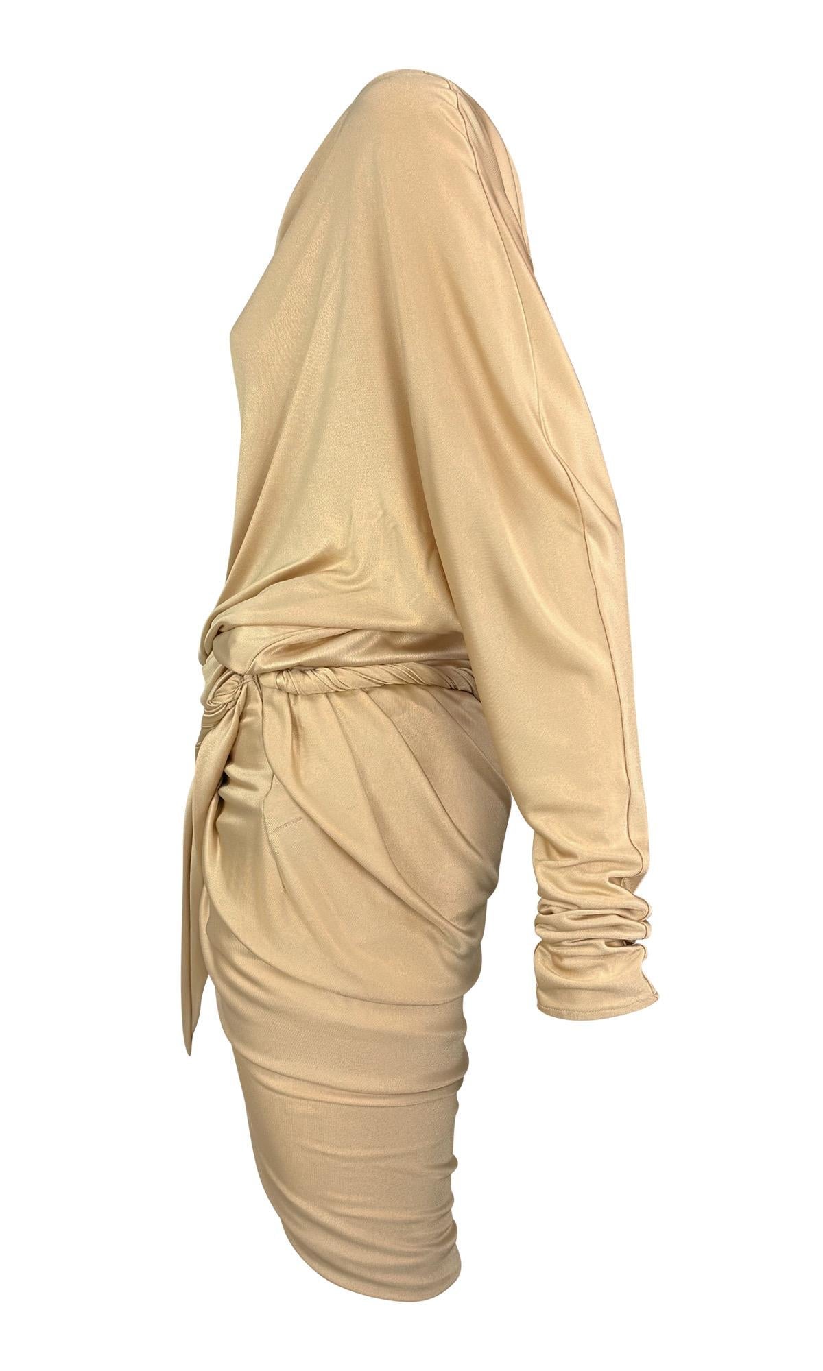 NWT F/W 2008 Emanuel Ungaro Runway Draped Beige Viscose Wrap Style Mini Dress - RealList