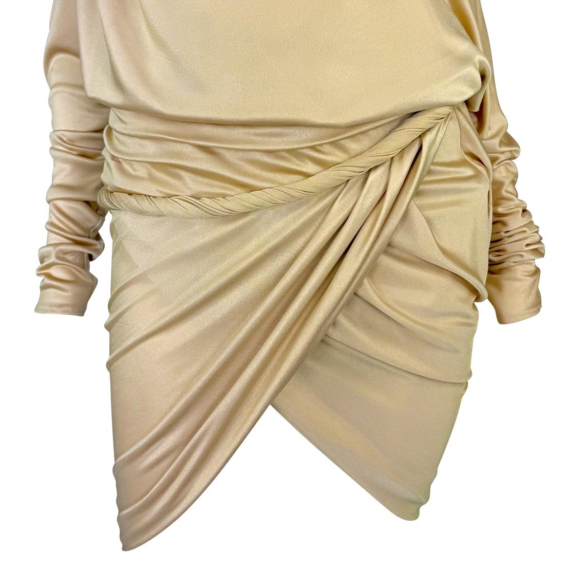 NWT F/W 2008 Emanuel Ungaro Runway Draped Beige Viscose Wrap Style Mini Dress - RealList