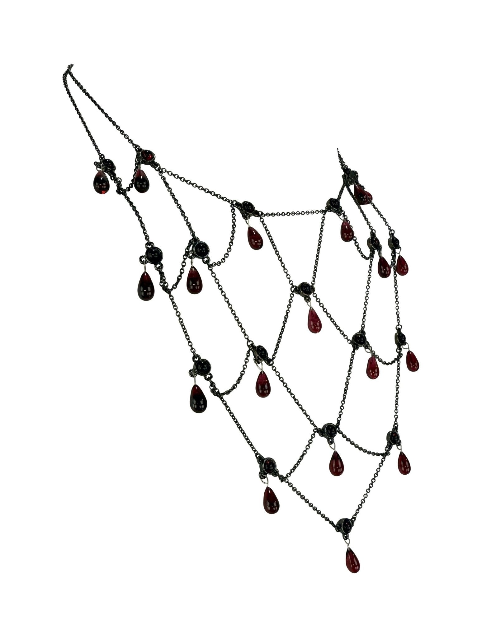 NWT Late 1990s Christian Dior by John Galliano Deep Red Pendant Earrings with Necklace - RealList