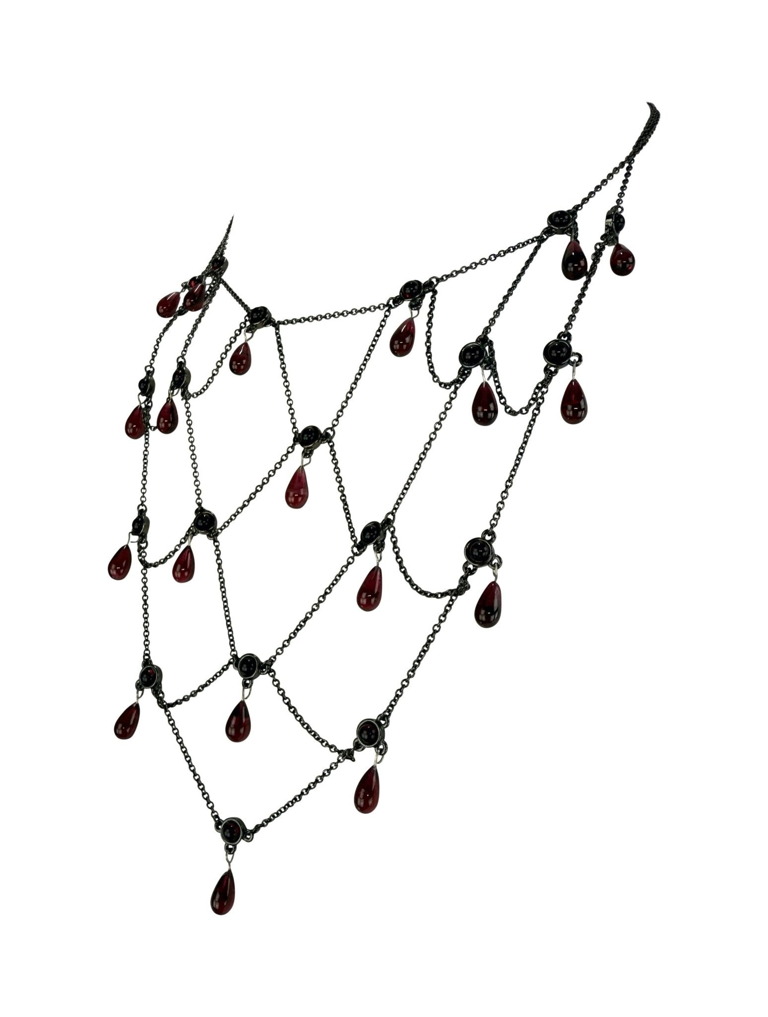 NWT Late 1990s Christian Dior by John Galliano Deep Red Pendant Earrings with Necklace - RealList