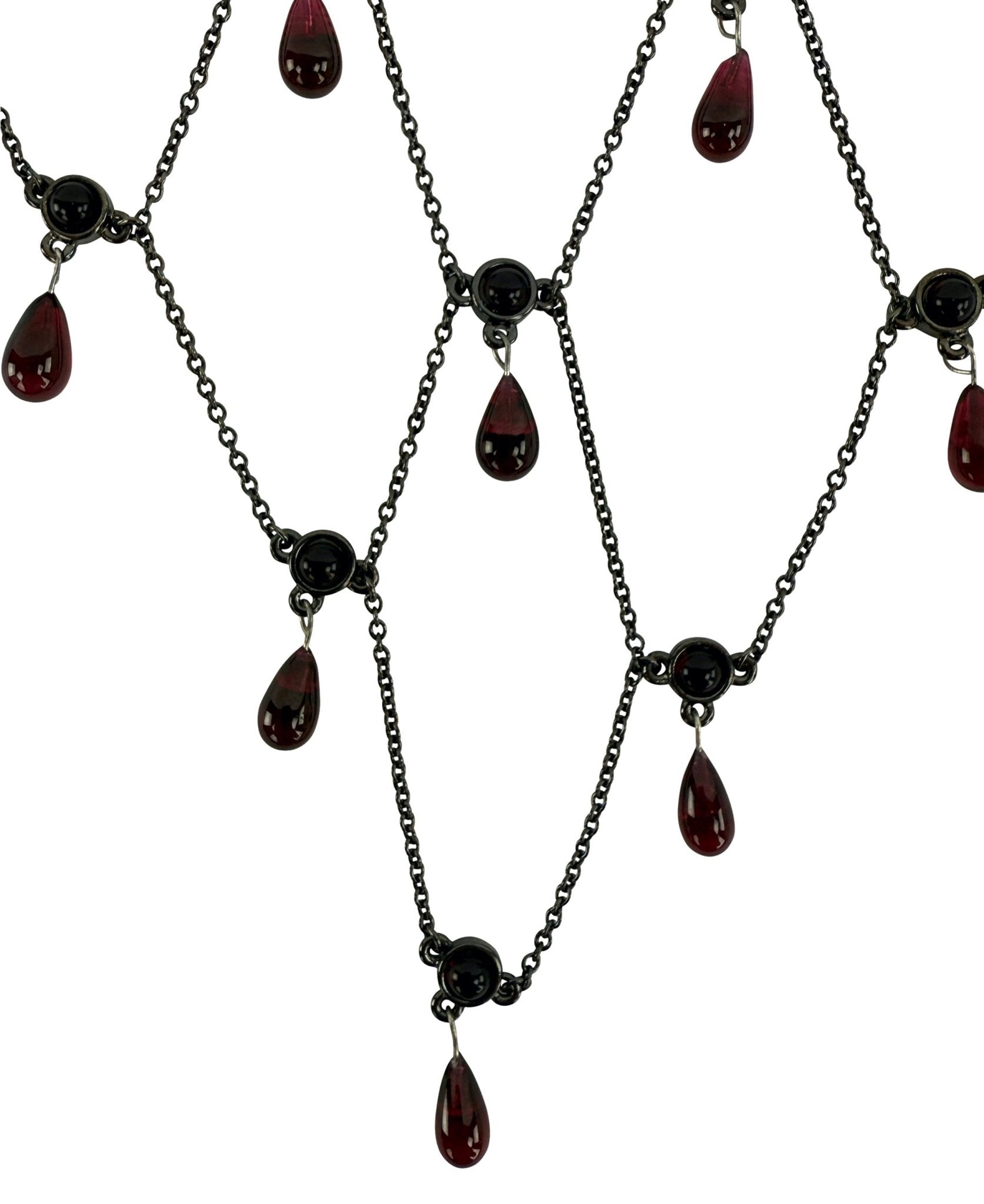 NWT Late 1990s Christian Dior by John Galliano Deep Red Pendant Earrings with Necklace - RealList