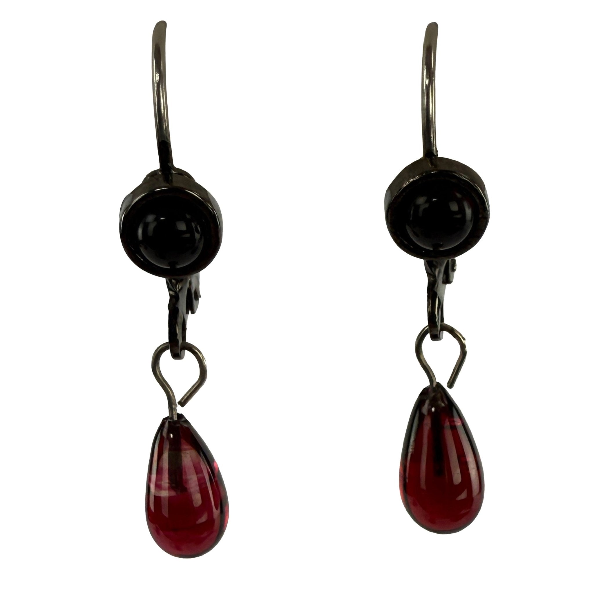 NWT Late 1990s Christian Dior by John Galliano Deep Red Pendant Earrings with Necklace - RealList