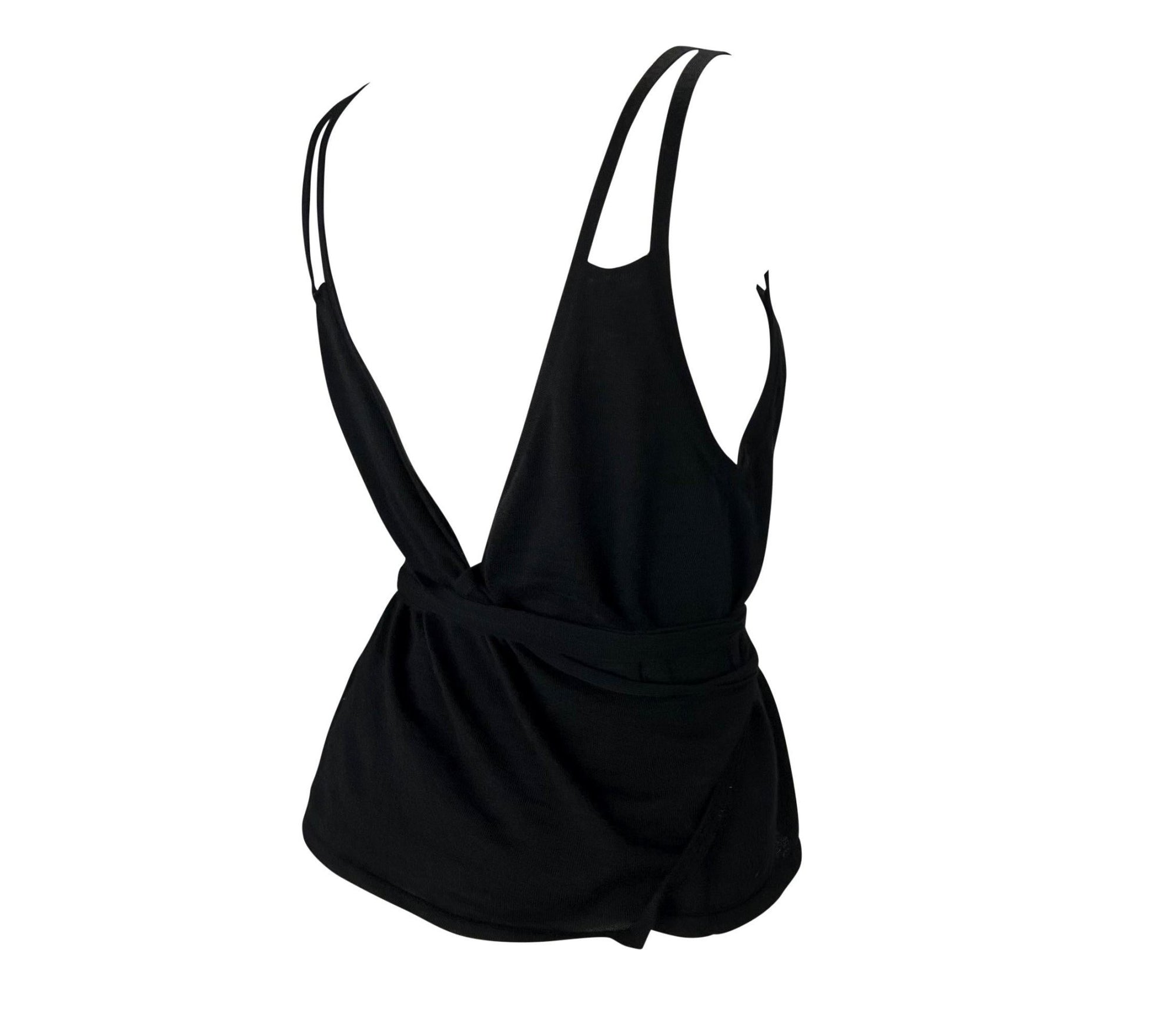 NWT Late 1990s Gucci by Tom Ford Cashmere Knit Wrap Around Tank Top Black - RealList
