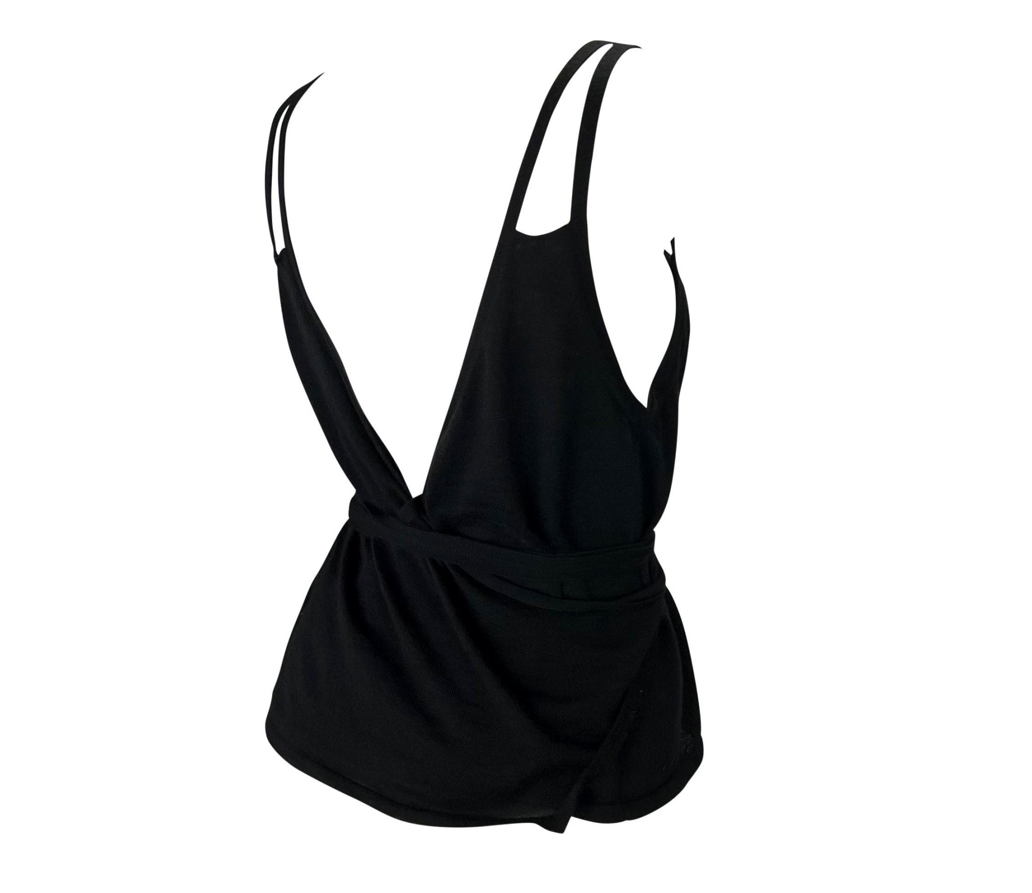 NWT Late 1990s Gucci by Tom Ford Cashmere Knit Wrap Around Tank Top Black - RealList