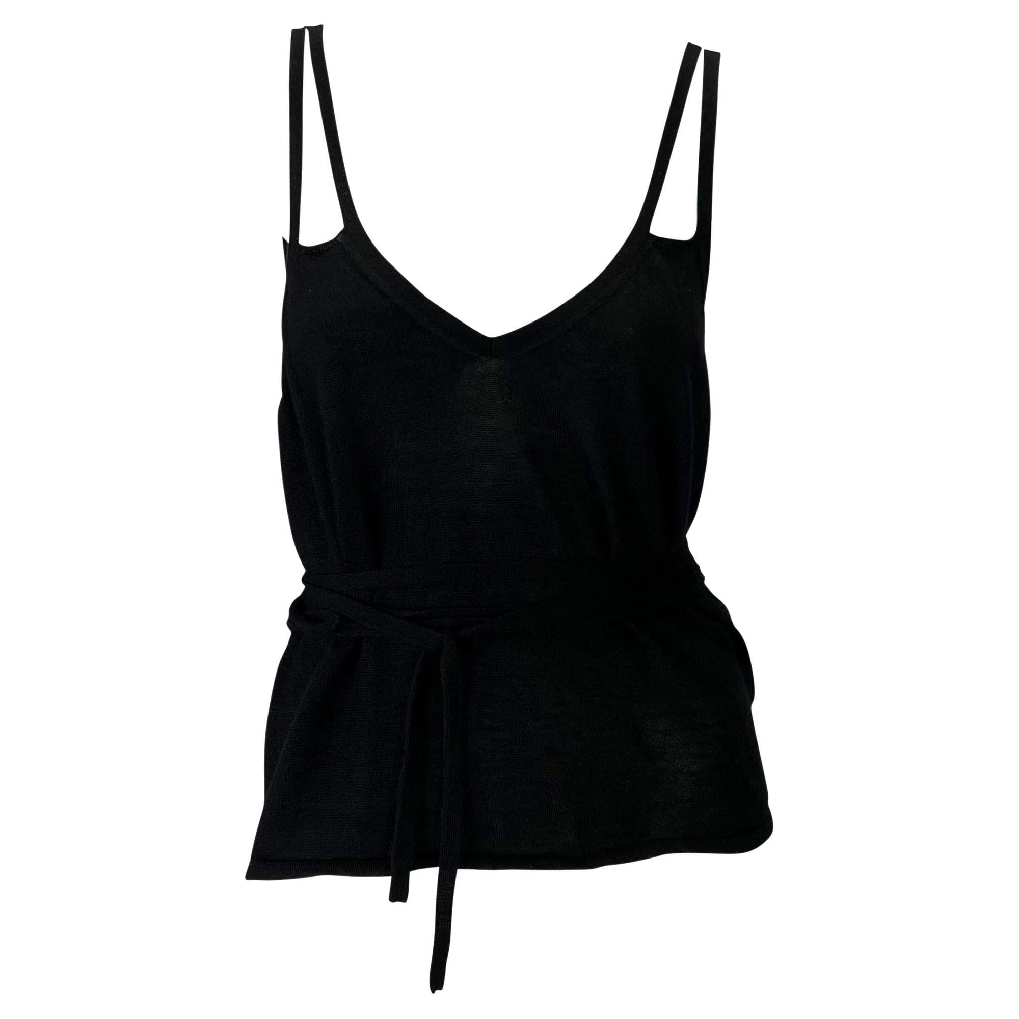 NWT Late 1990s Gucci by Tom Ford Cashmere Knit Wrap Around Tank Top Black - RealList