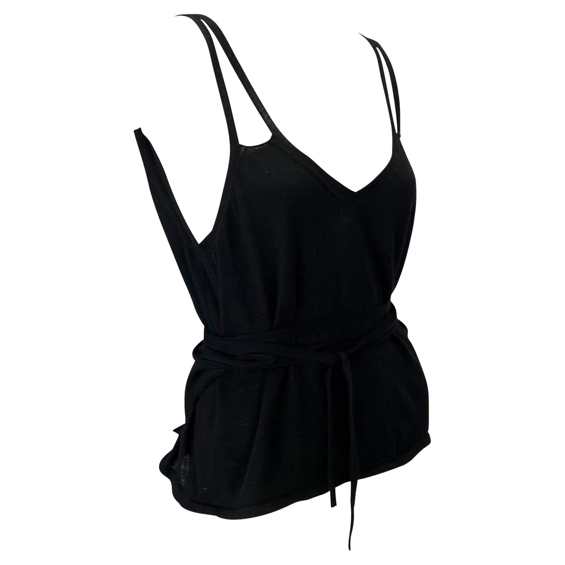 NWT Late 1990s Gucci by Tom Ford Cashmere Knit Wrap Around Tank Top Black - RealList