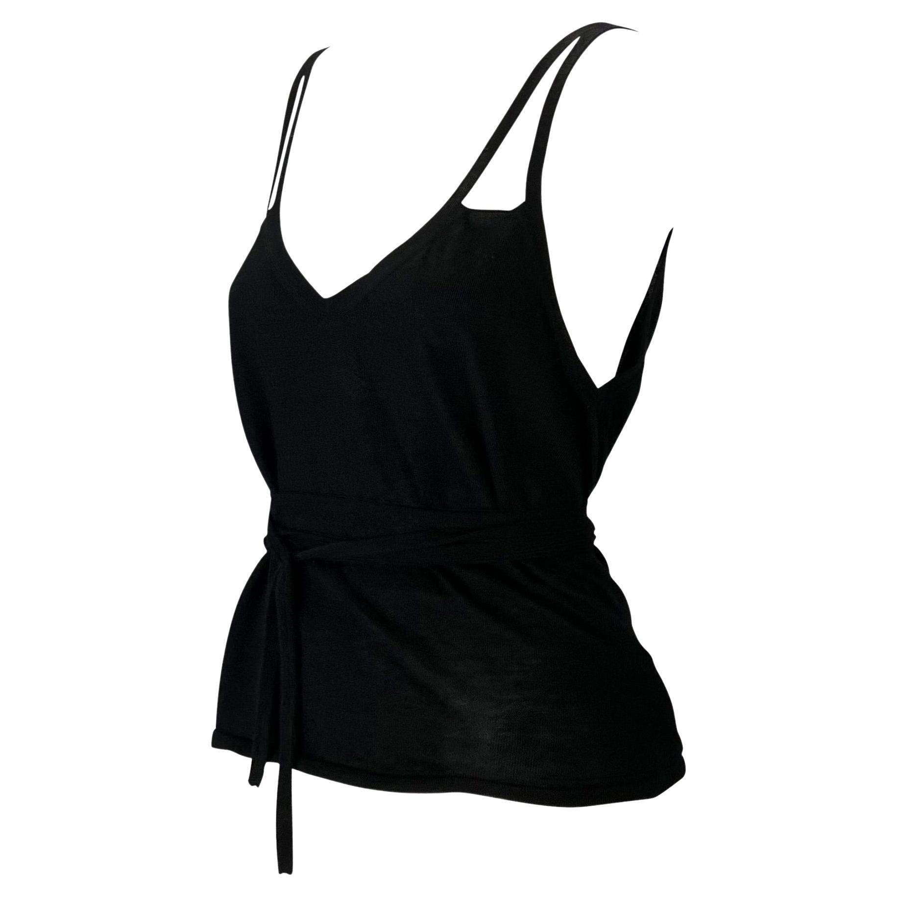 NWT Late 1990s Gucci by Tom Ford Cashmere Knit Wrap Around Tank Top Black - RealList