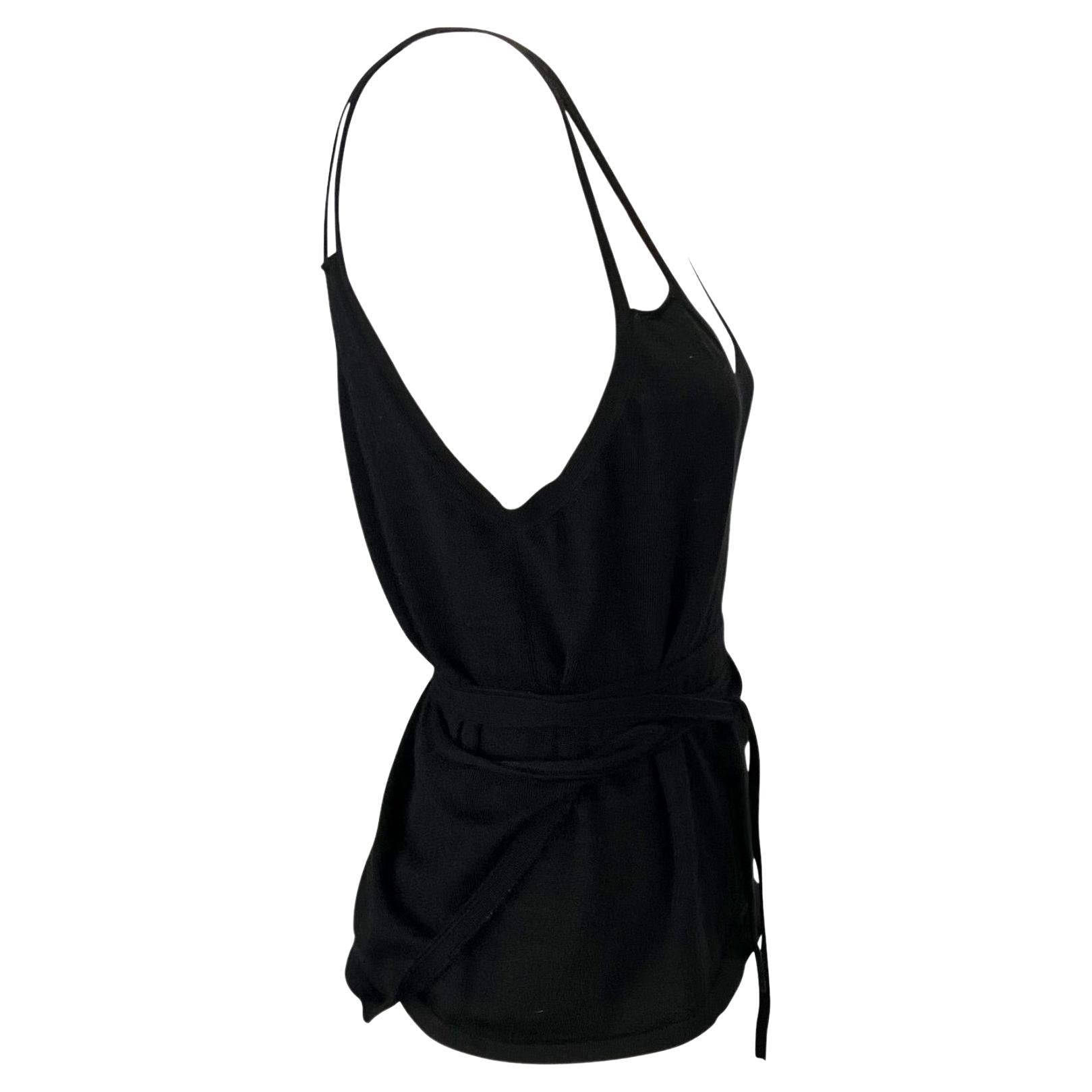 NWT Late 1990s Gucci by Tom Ford Cashmere Knit Wrap Around Tank Top Black - RealList