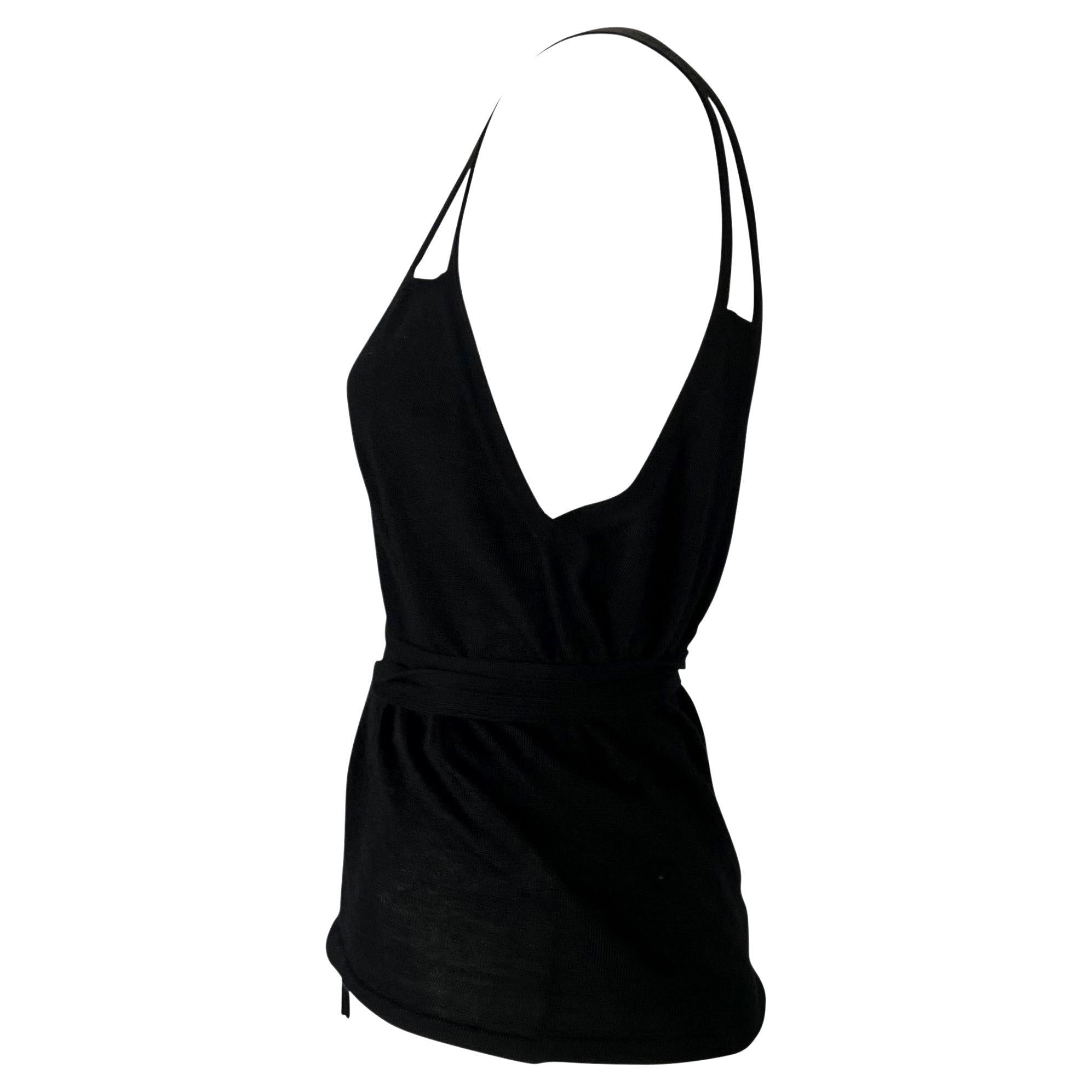 NWT Late 1990s Gucci by Tom Ford Cashmere Knit Wrap Around Tank Top Black - RealList