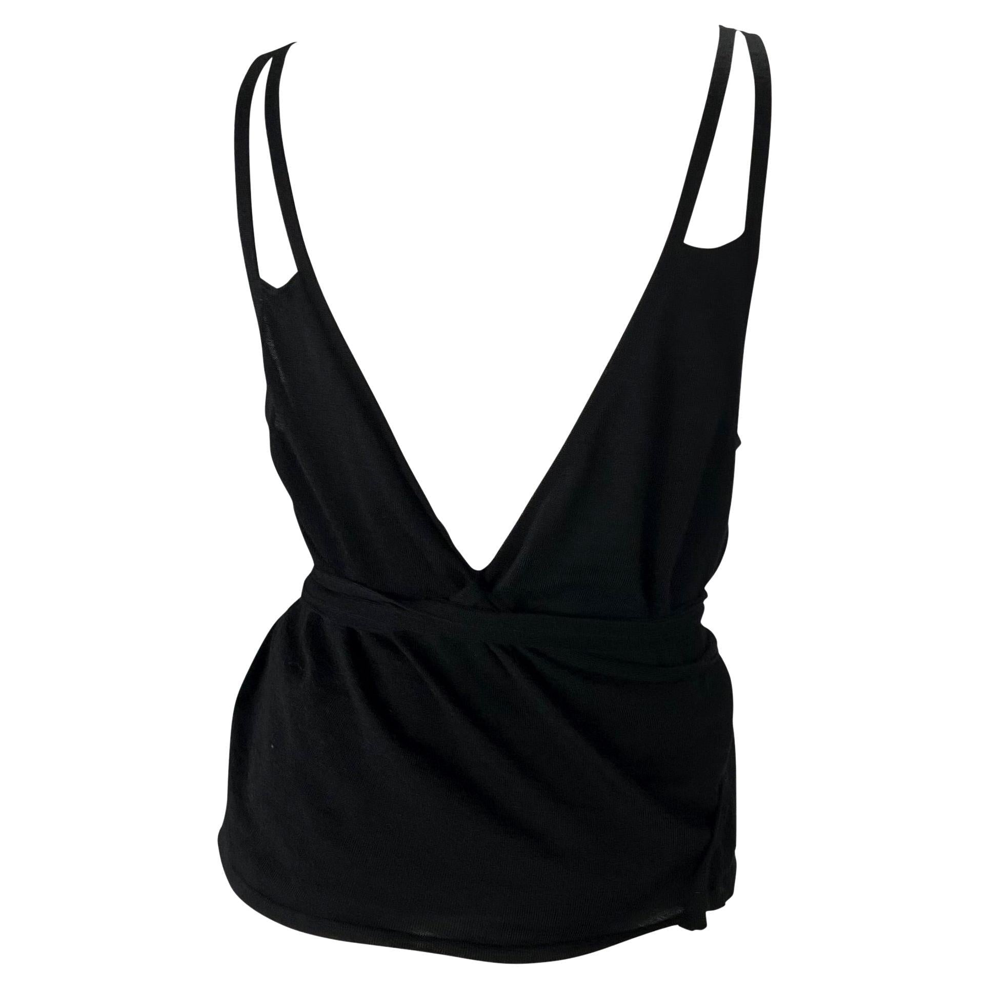 NWT Late 1990s Gucci by Tom Ford Cashmere Knit Wrap Around Tank Top Black - RealList