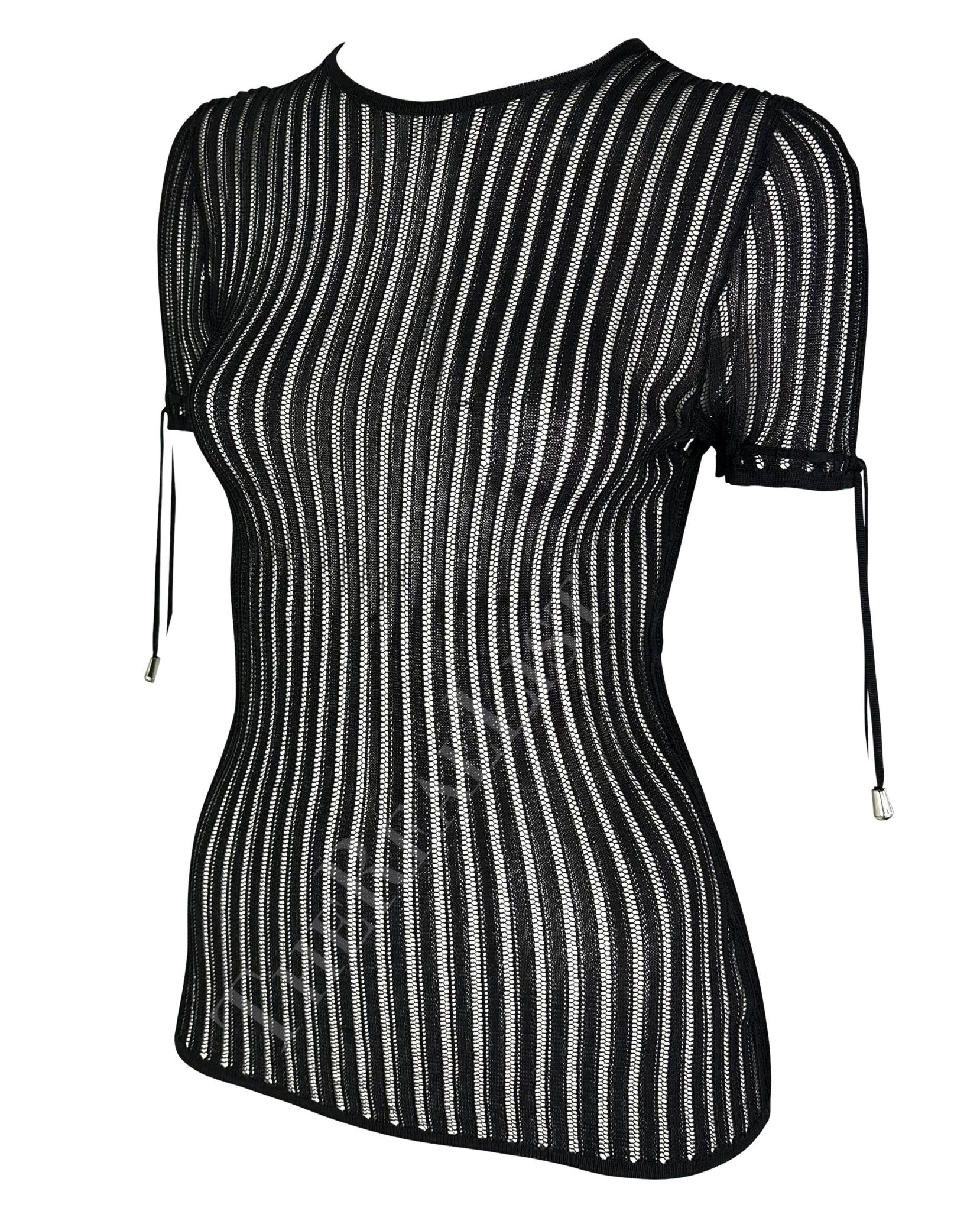 NWT Mid 2000s Versace by Donatella Black Knit Sheer Shirt - RealList