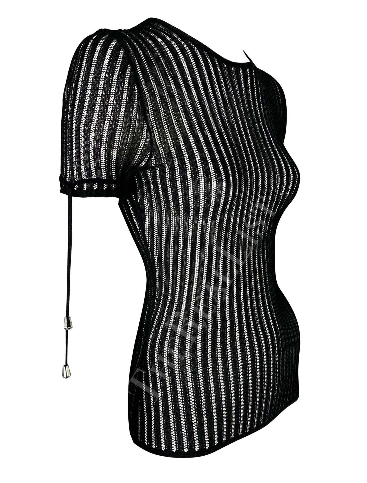 NWT Mid 2000s Versace by Donatella Black Knit Sheer Shirt - RealList