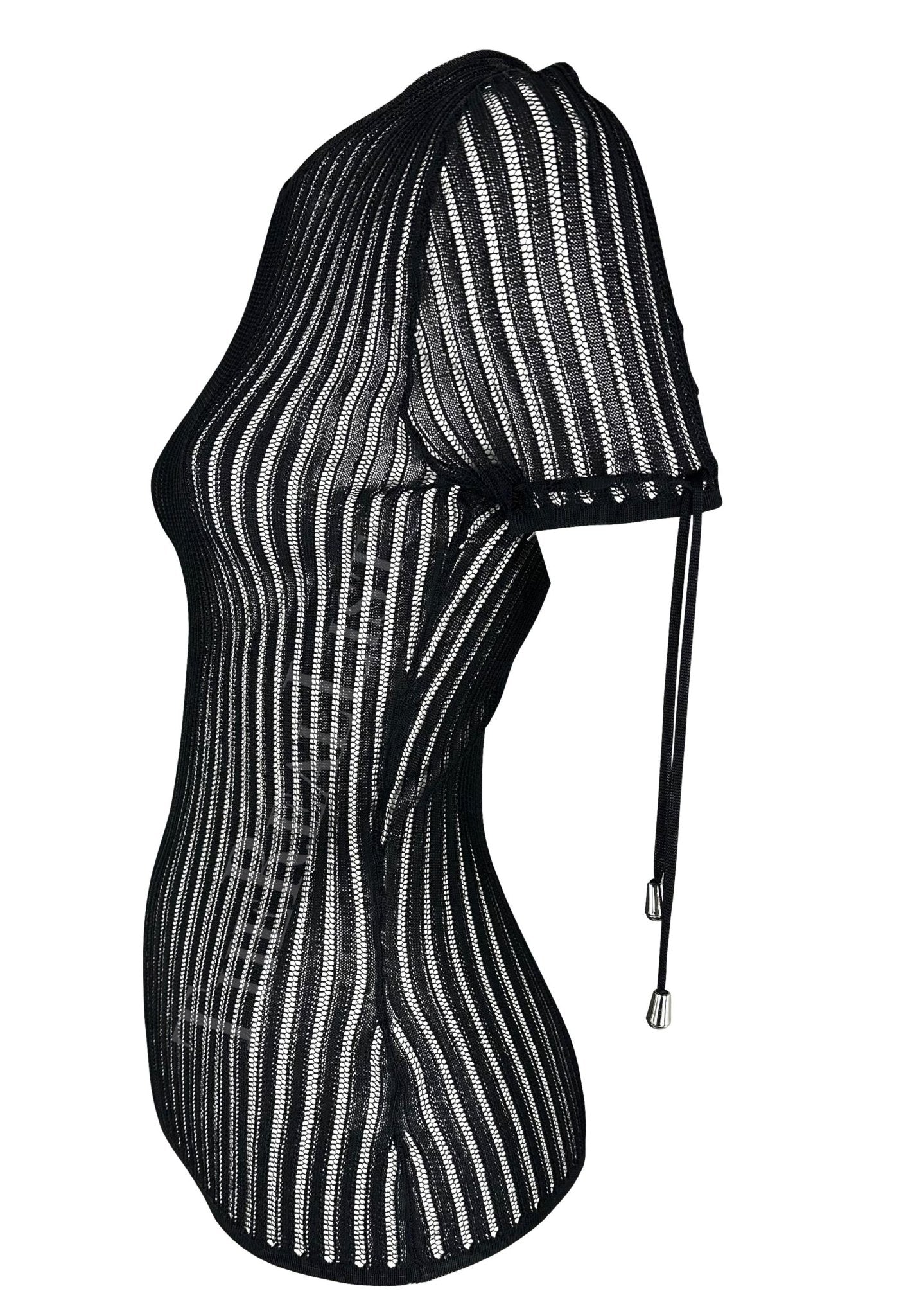 NWT Mid 2000s Versace by Donatella Black Knit Sheer Shirt - RealList