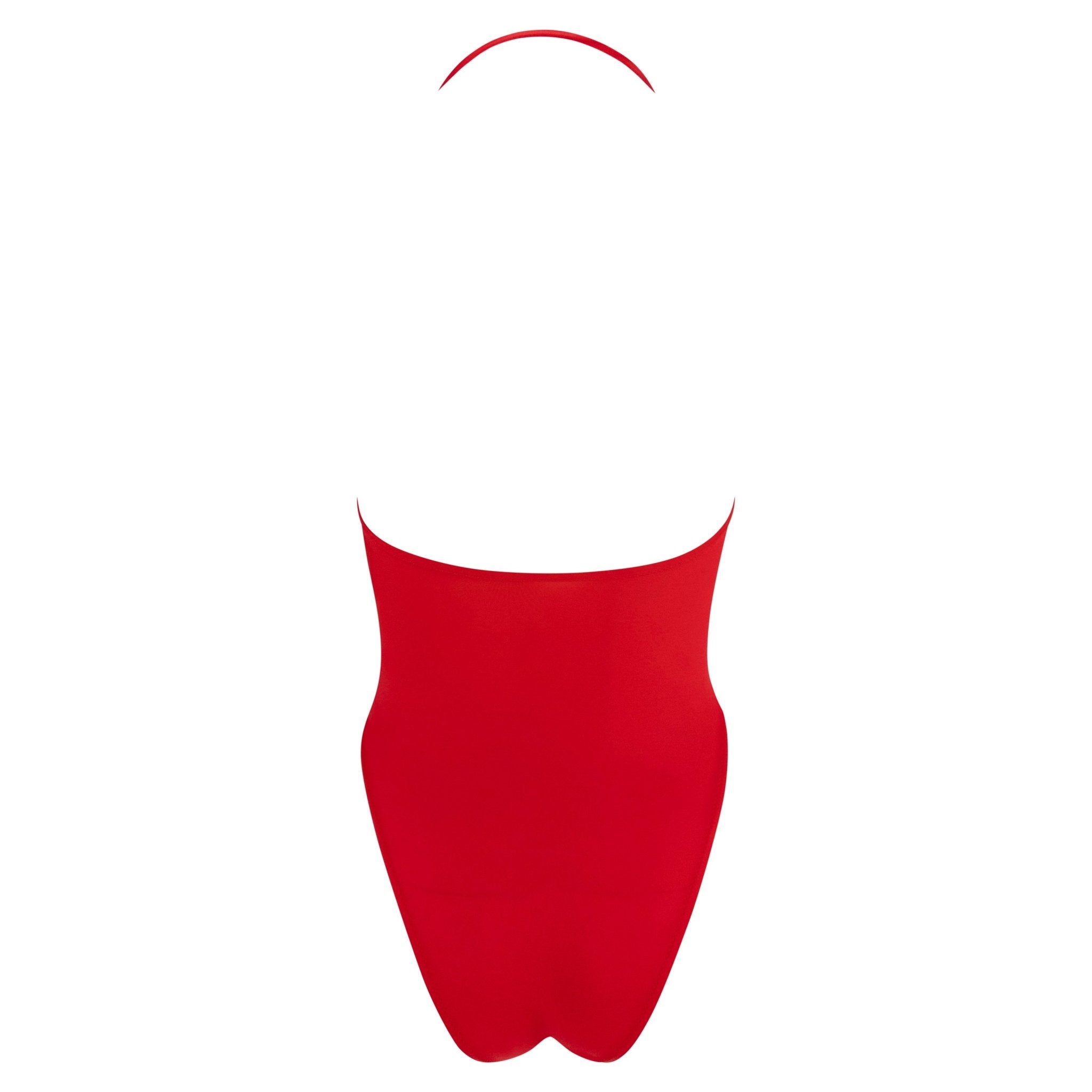 NWT S/S 1991 Gianni Versace Red High - Cut Peaked Neckline One - Piece Swimsuit - RealList