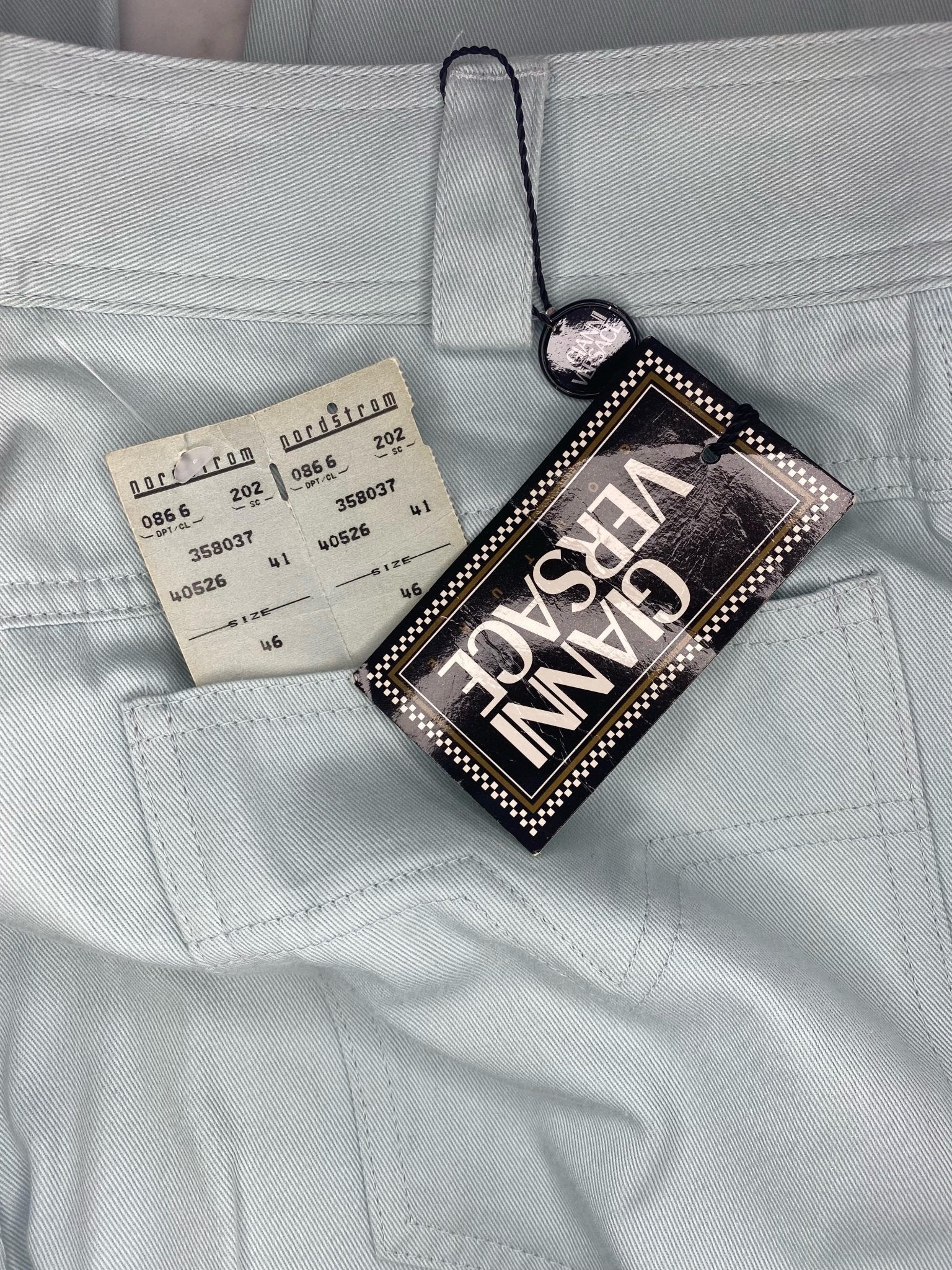 NWT S/S 1992 Gianni Versace Couture Baby Blue Cotton Medusa Jeans - RealList