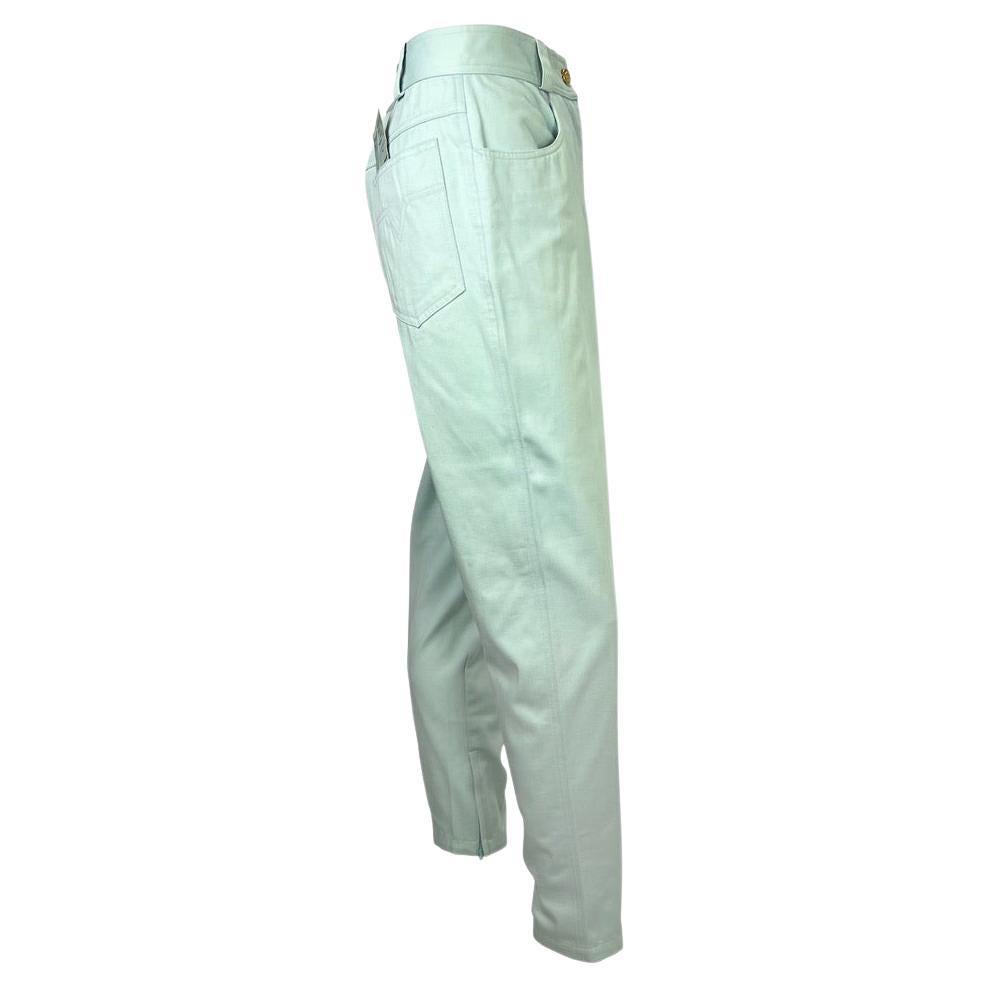 NWT S/S 1992 Gianni Versace Couture Baby Blue Cotton Medusa Jeans - RealList