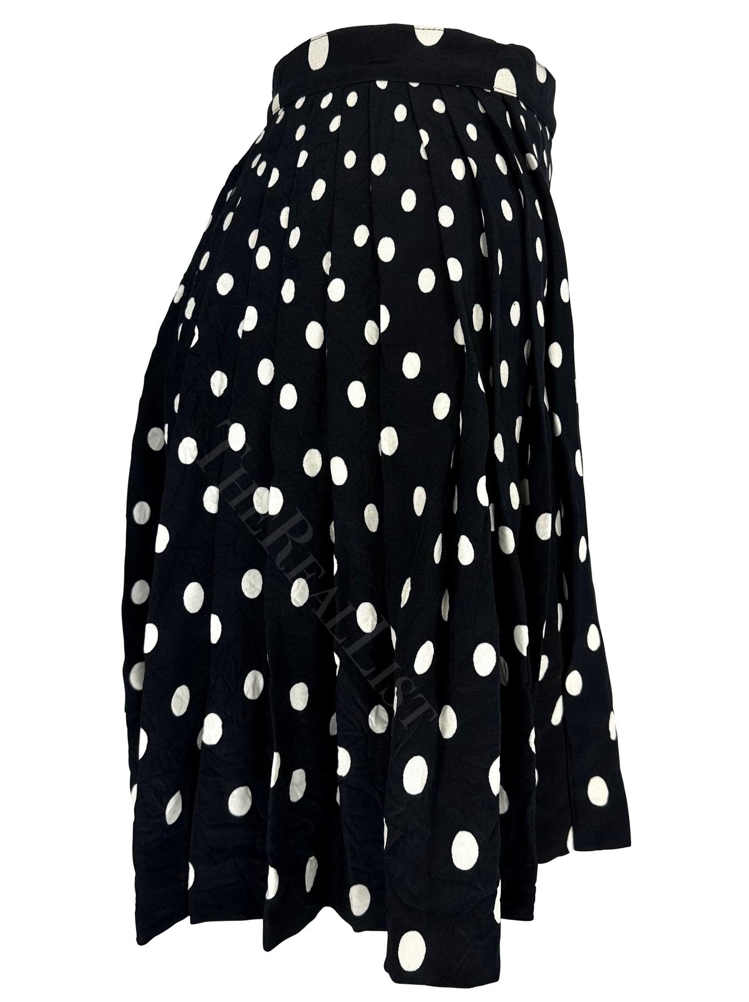 NWT S/S 1994 Gianni Versace Black White Polka Dot Pleated Wrap Skirt - RealList