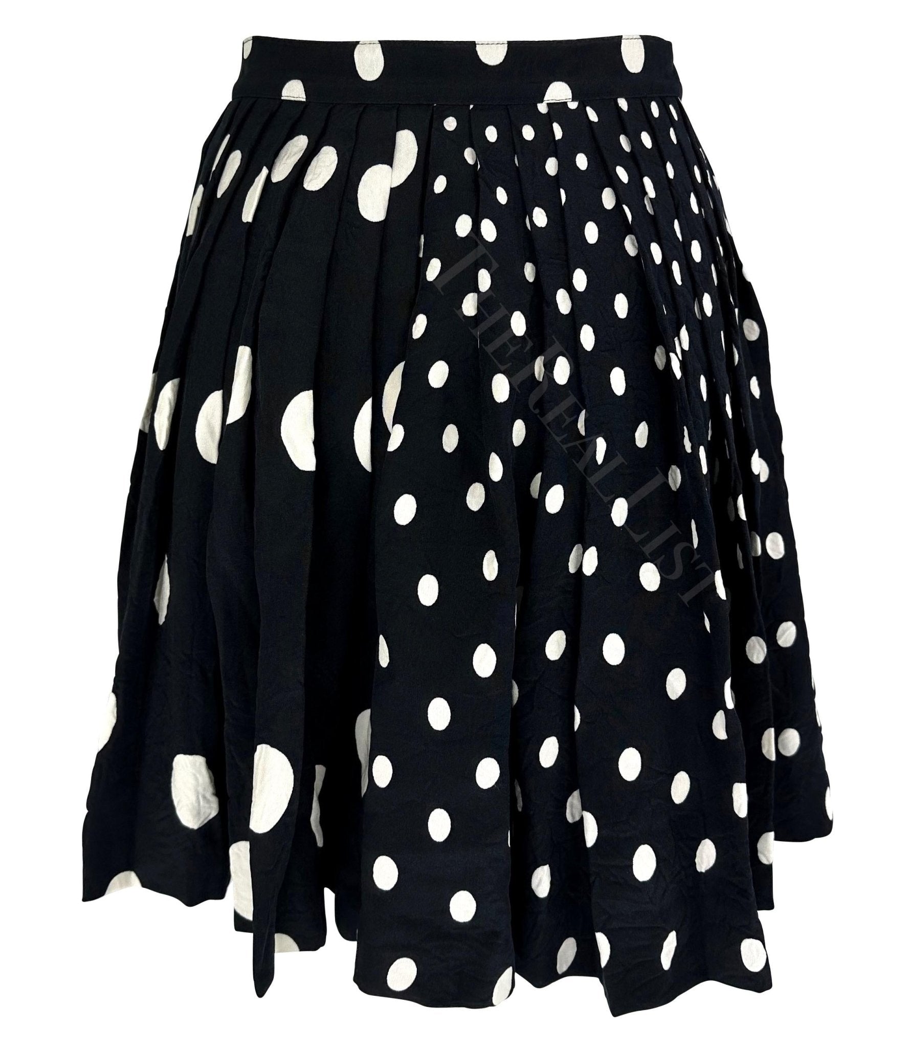 NWT S/S 1994 Gianni Versace Black White Polka Dot Pleated Wrap Skirt - RealList
