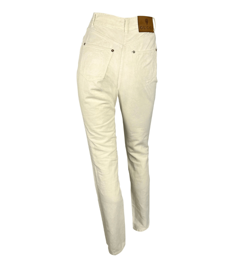 NWT S/S 1995 Gucci by Tom Ford GG Cream Cotton Linen Jeans - RealList