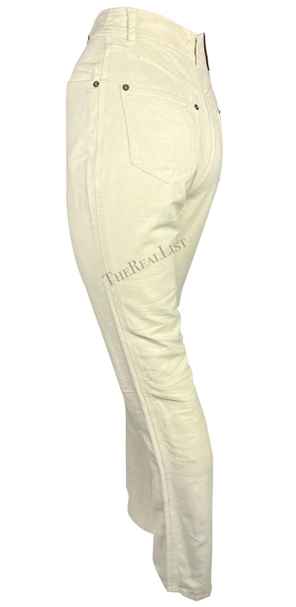 NWT S/S 1995 Gucci by Tom Ford GG Cream Cotton Linen Jeans - RealList