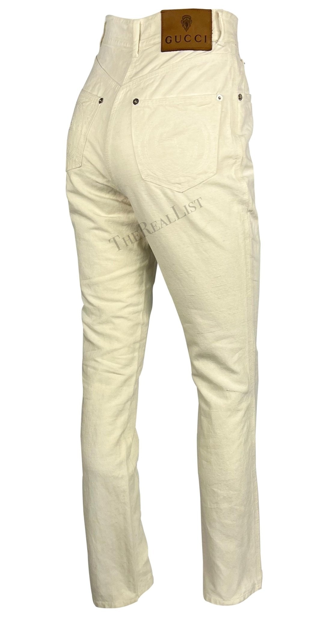 NWT S/S 1995 Gucci by Tom Ford GG Cream Cotton Linen Jeans - RealList